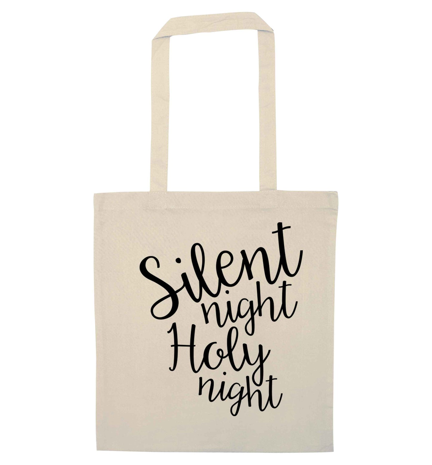 Silent night holy night natural tote bag