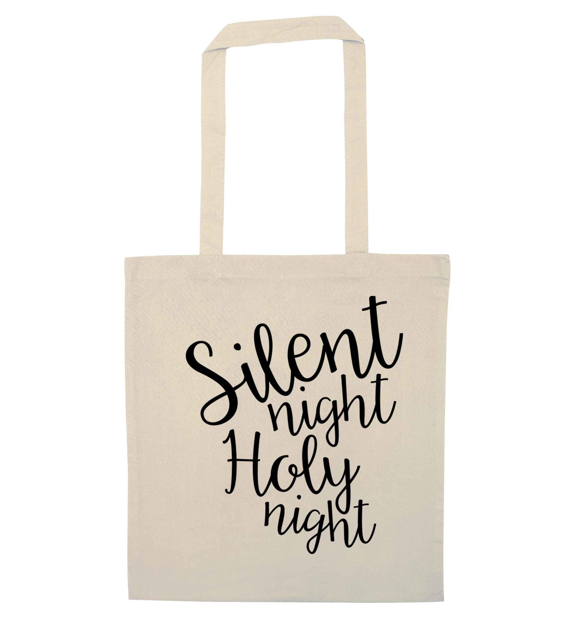 Silent night holy night natural tote bag