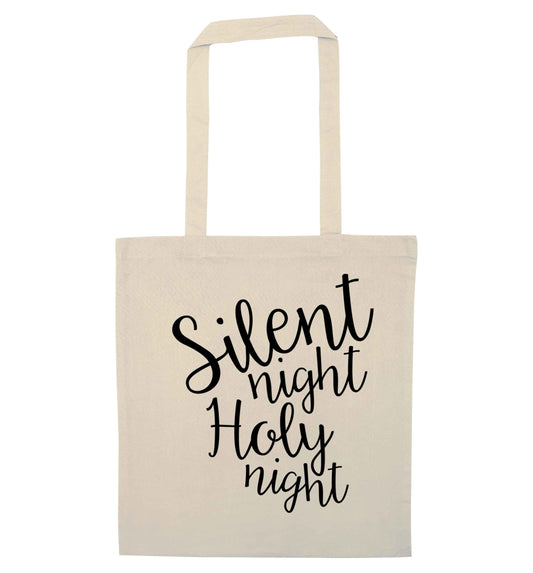 Silent night holy night natural tote bag