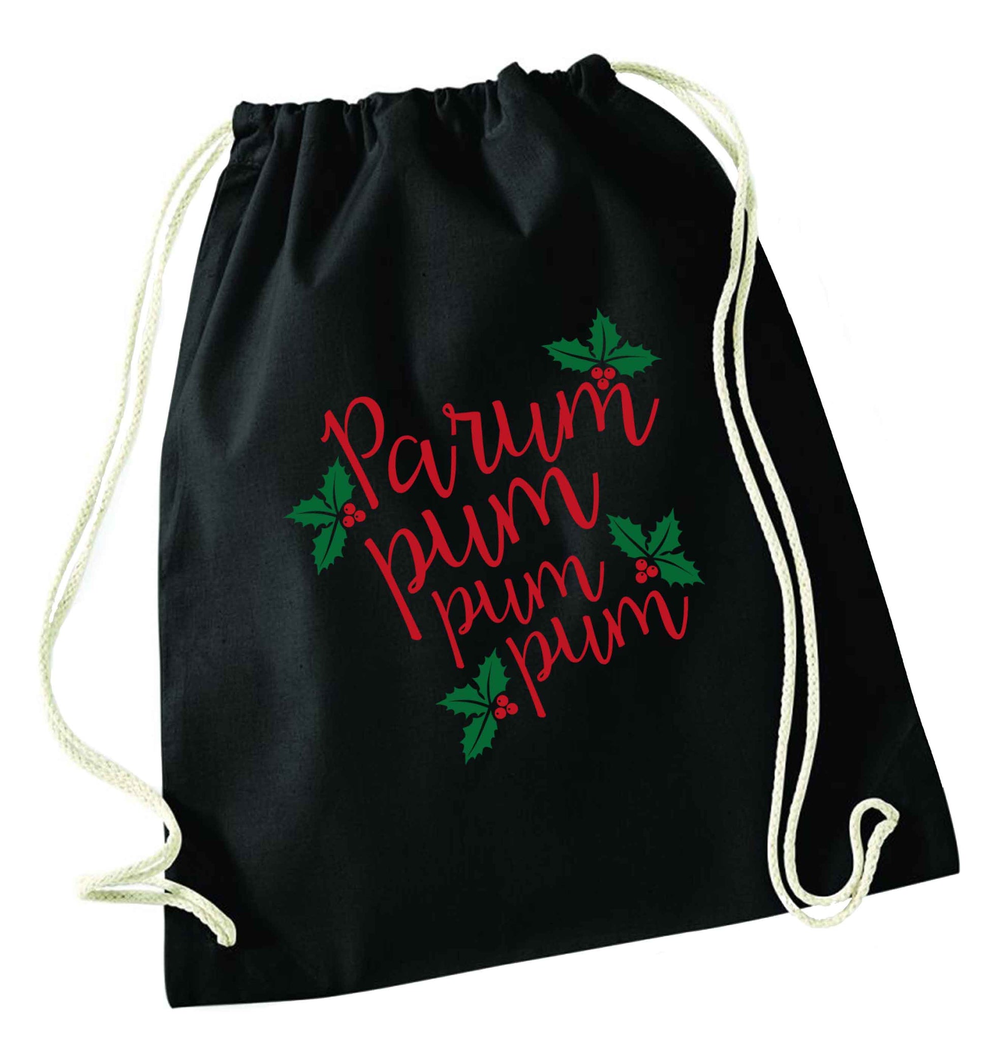 Pa rum pum pum pum black drawstring bag