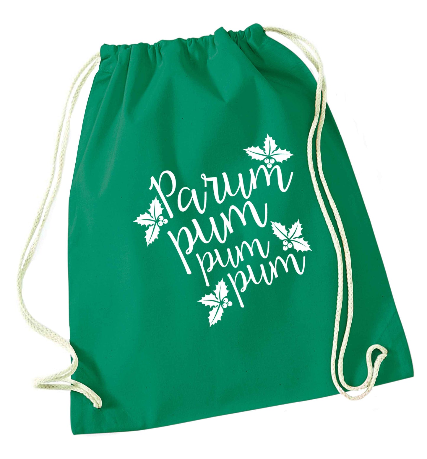 Pa rum pum pum pum green drawstring bag