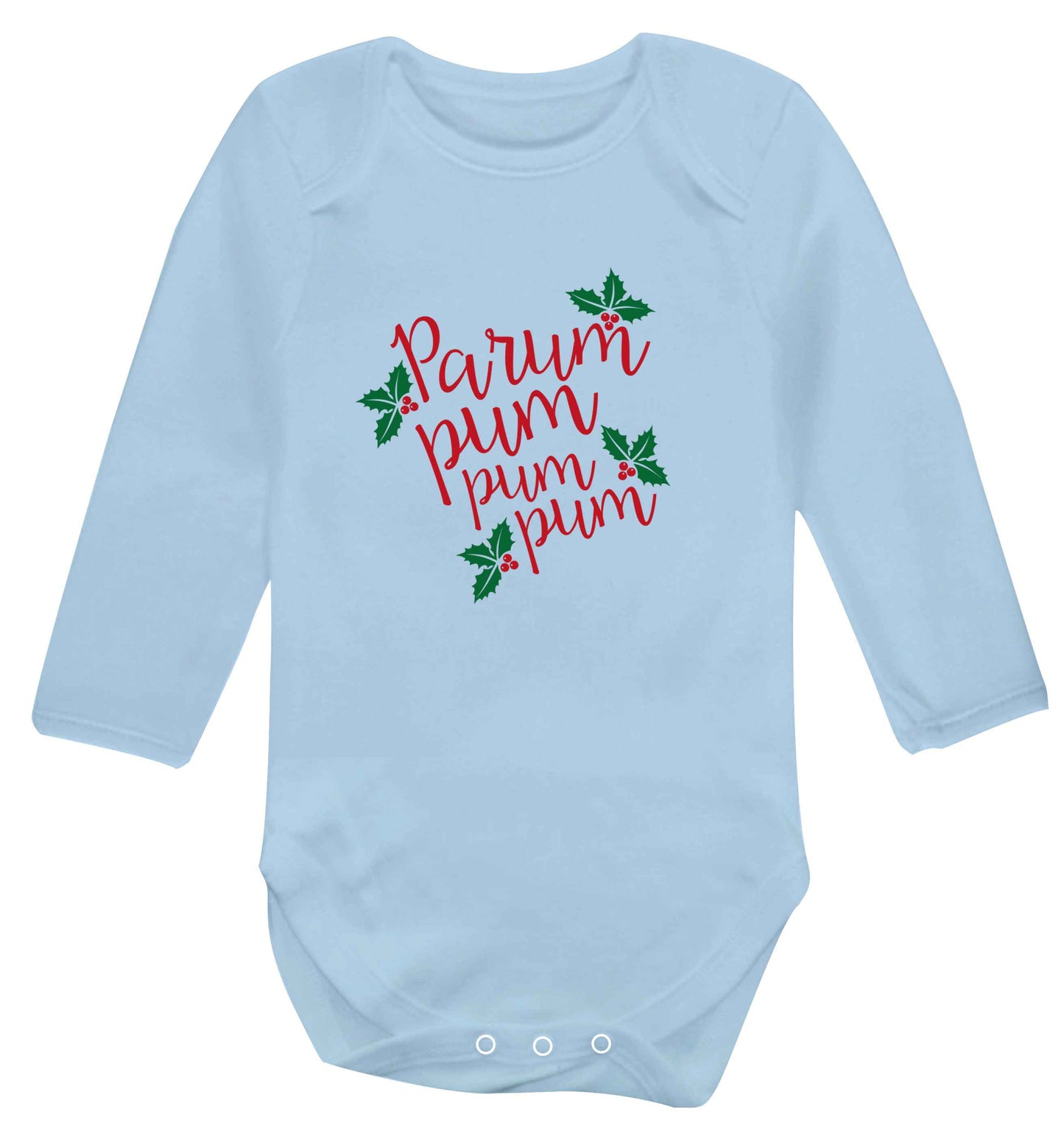 Pa rum pum pum pum baby vest long sleeved pale blue 6-12 months