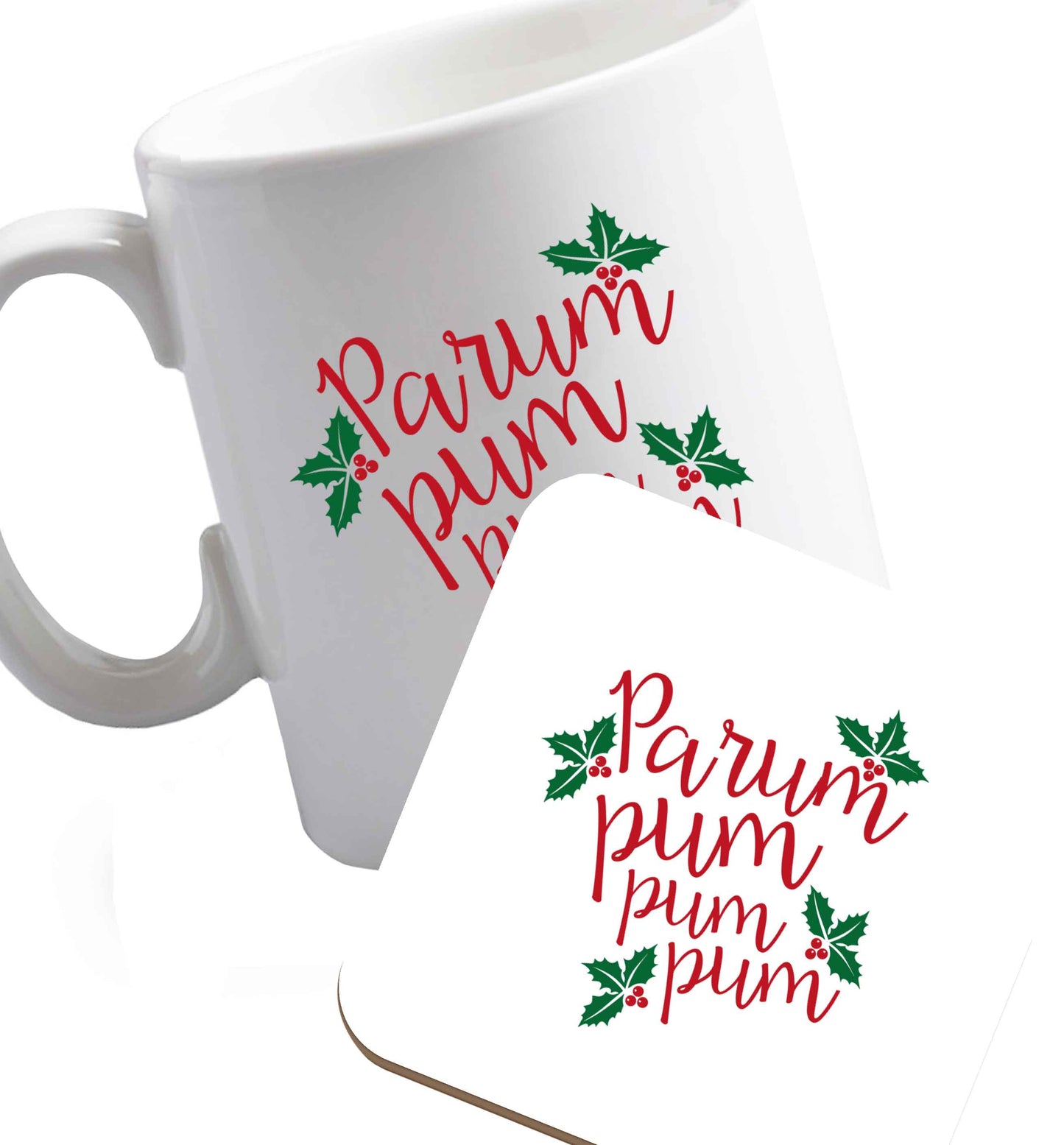 10 oz Favourite Type Pan Pancake ceramic mug and coaster set right handed