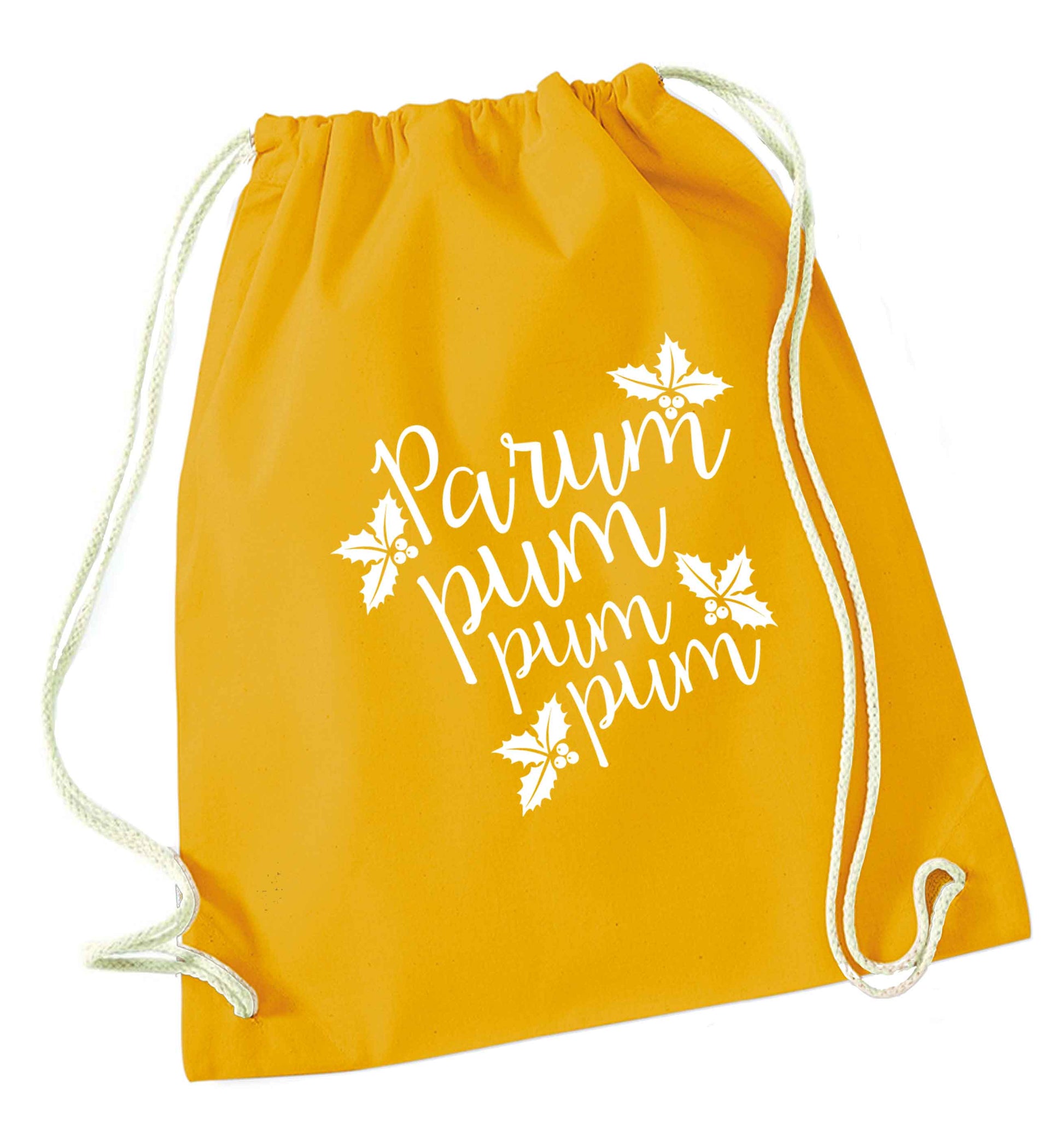 Pa rum pum pum pum mustard drawstring bag