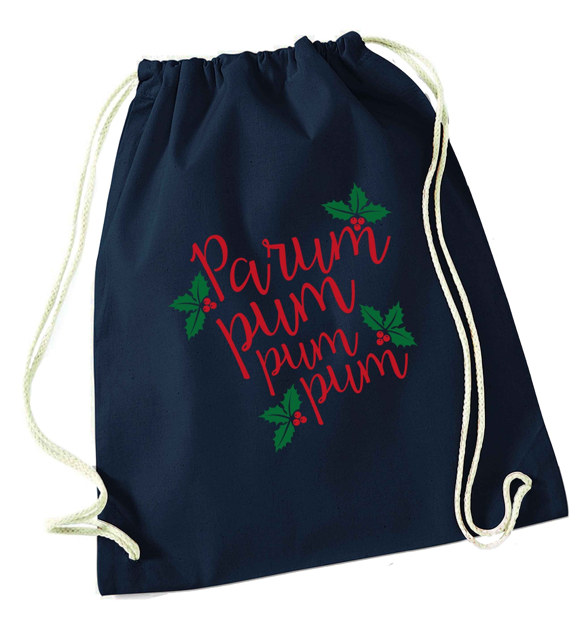 Pa rum pum pum pum navy drawstring bag
