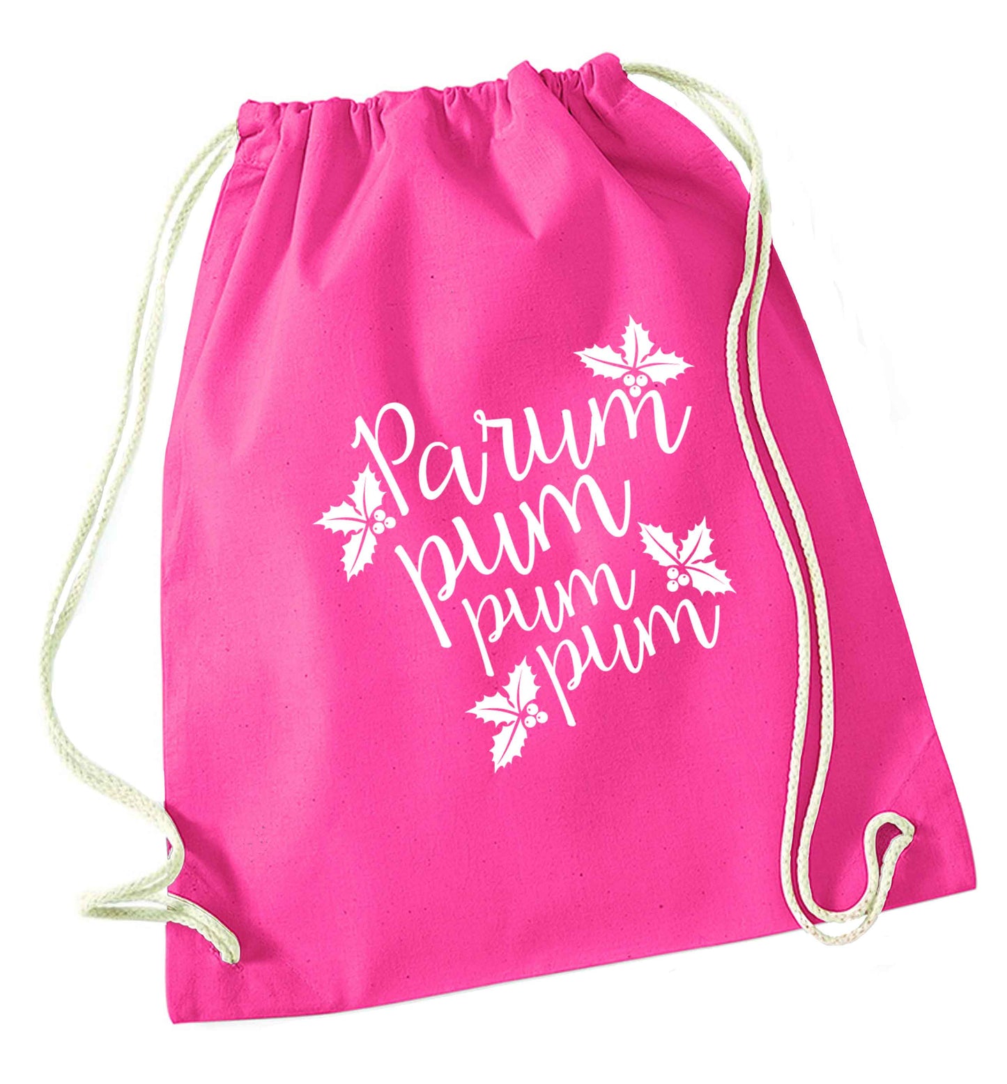 Pa rum pum pum pum pink drawstring bag
