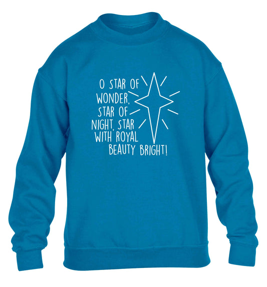 Oh star of wonder star of night, star with royal beauty bright children's blue sweater 12-13 Years