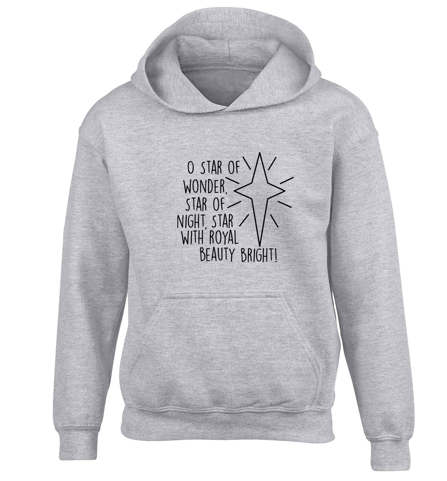 Oh star of wonder star of night, star with royal beauty bright children's grey hoodie 12-13 Years