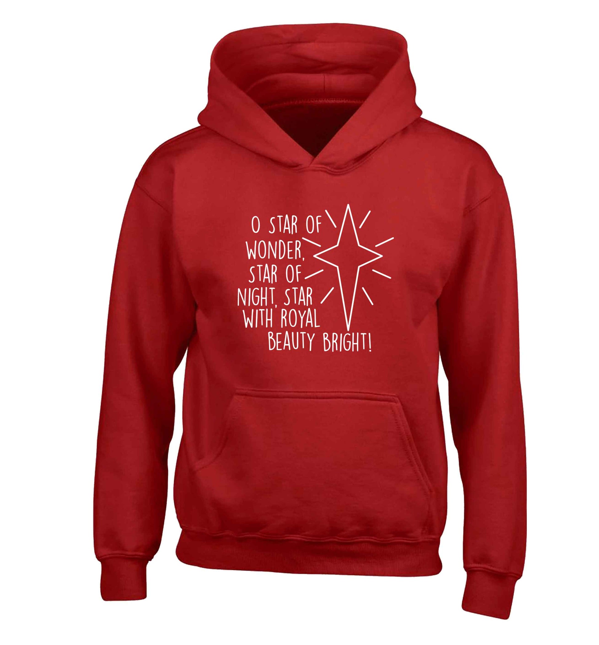 Oh star of wonder star of night, star with royal beauty bright children's red hoodie 12-13 Years
