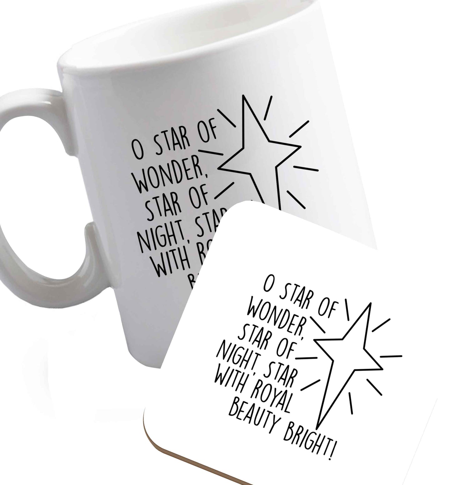 10 oz Favourite Type Pan Pancake ceramic mug and coaster set right handed