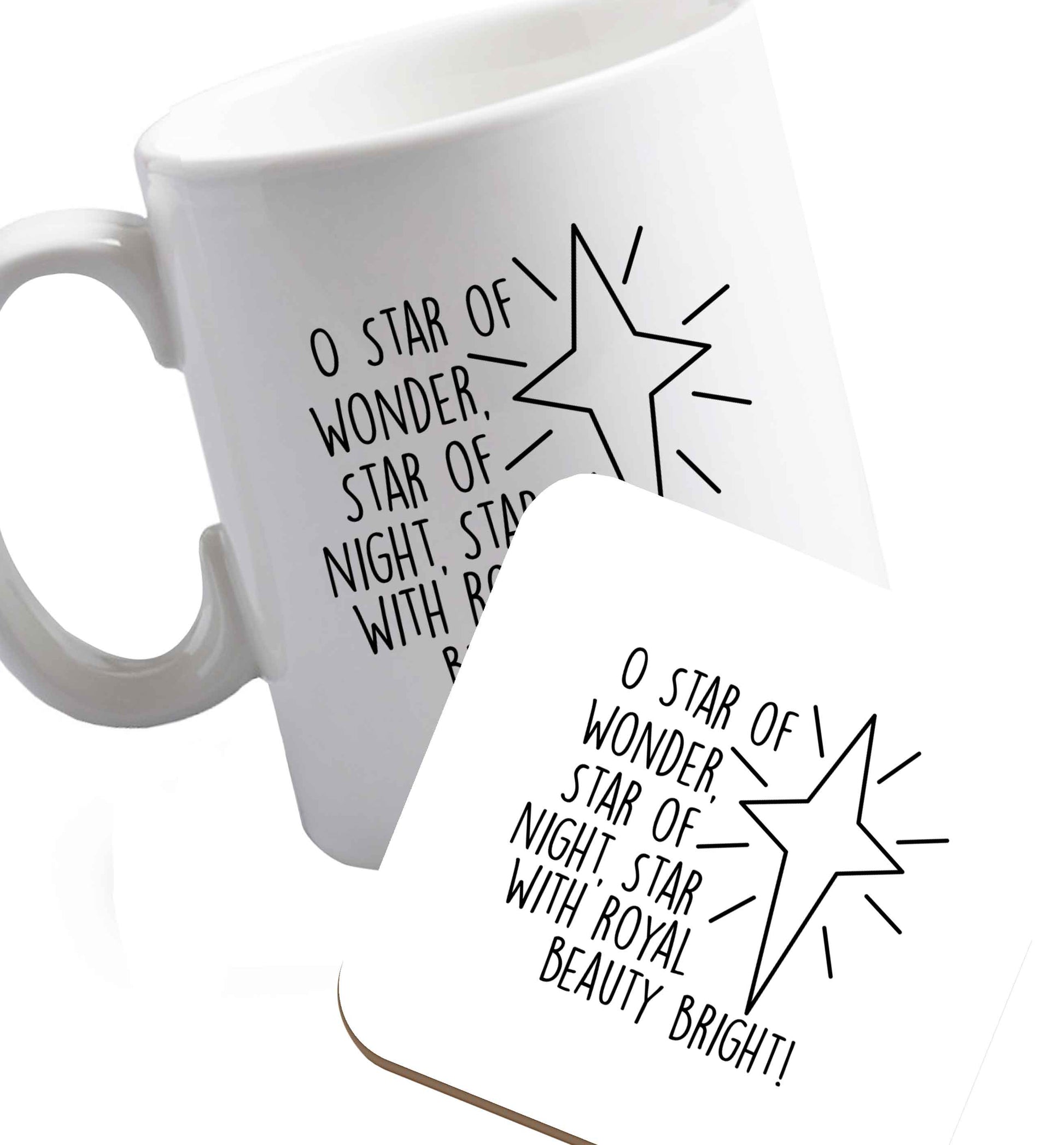 10 oz Favourite Type Pan Pancake ceramic mug and coaster set right handed