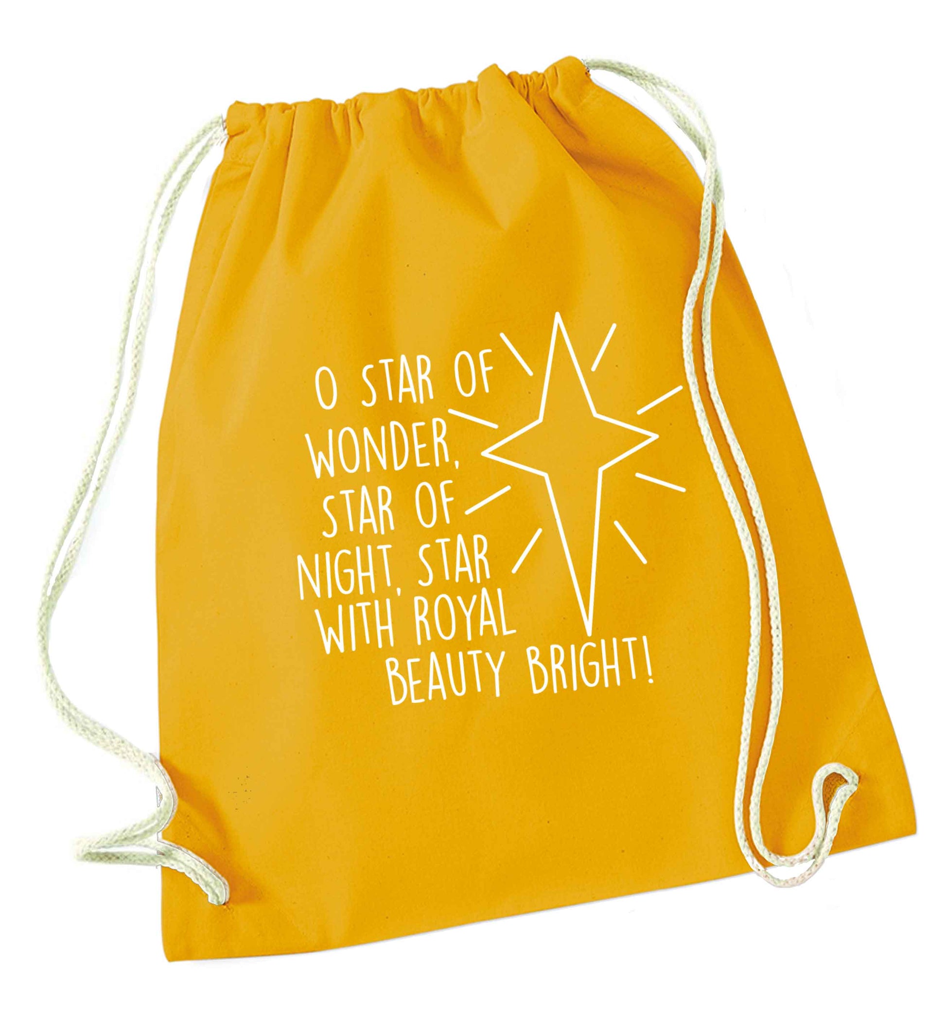 Oh star of wonder star of night, star with royal beauty bright mustard drawstring bag