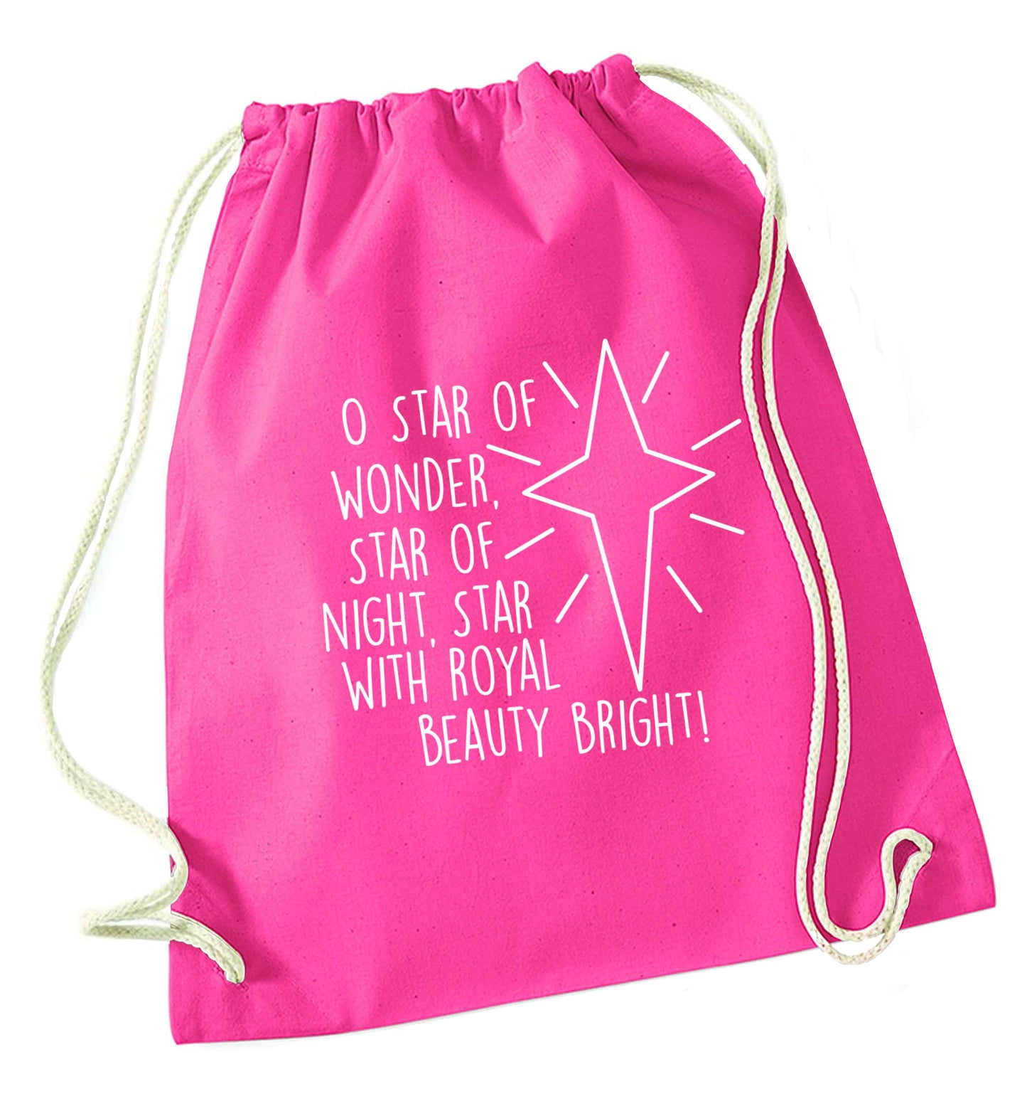 Oh star of wonder star of night, star with royal beauty bright pink drawstring bag