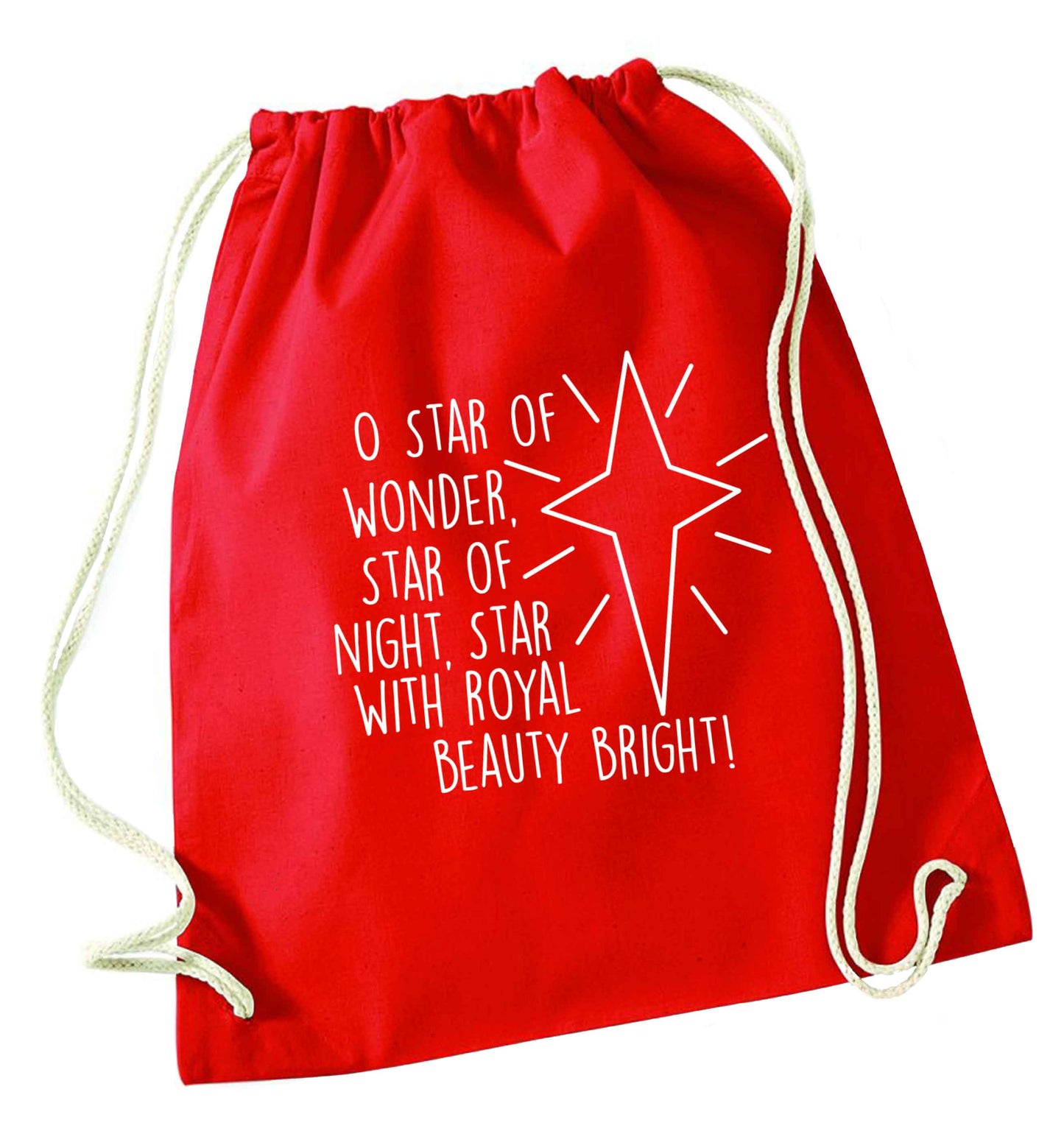 Oh star of wonder star of night, star with royal beauty bright red drawstring bag 