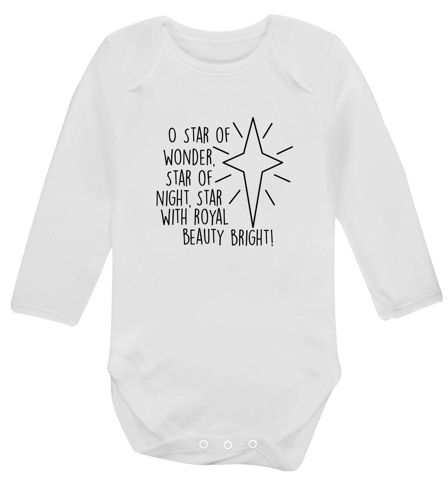 Oh star of wonder star of night, star with royal beauty bright baby vest long sleeved white 6-12 months