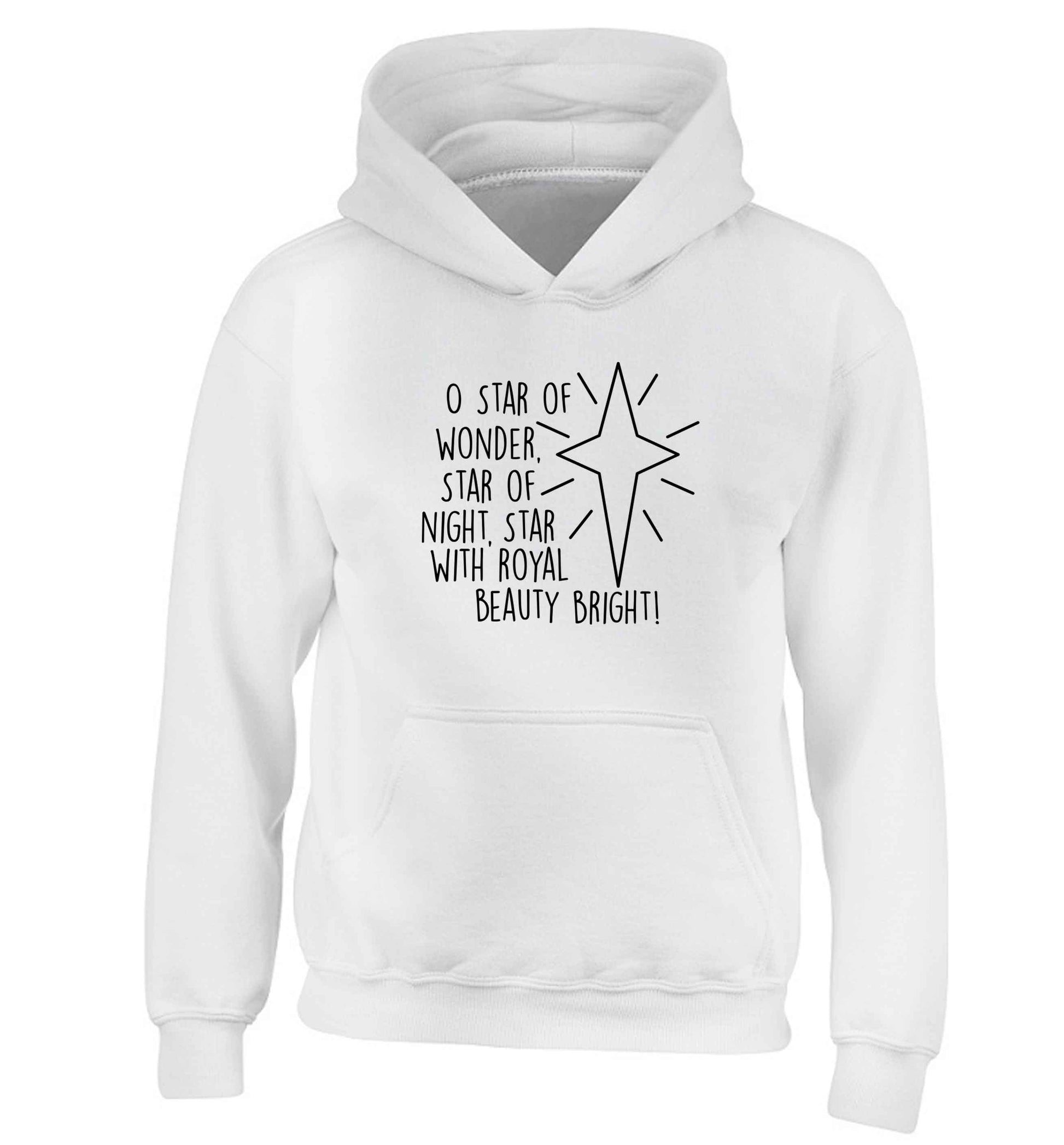 Oh star of wonder star of night, star with royal beauty bright children's white hoodie 12-13 Years