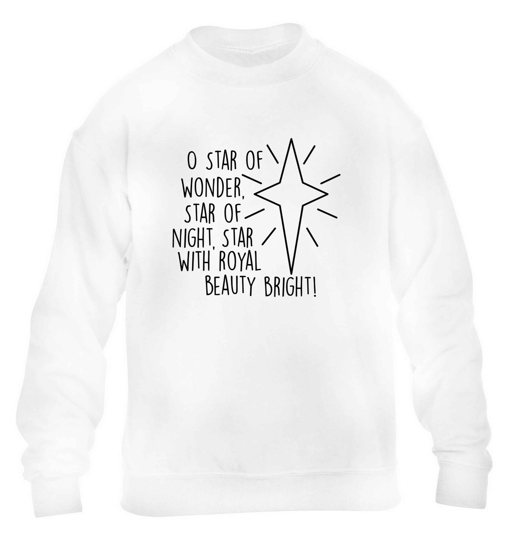 Oh star of wonder star of night, star with royal beauty bright children's white sweater 12-13 Years