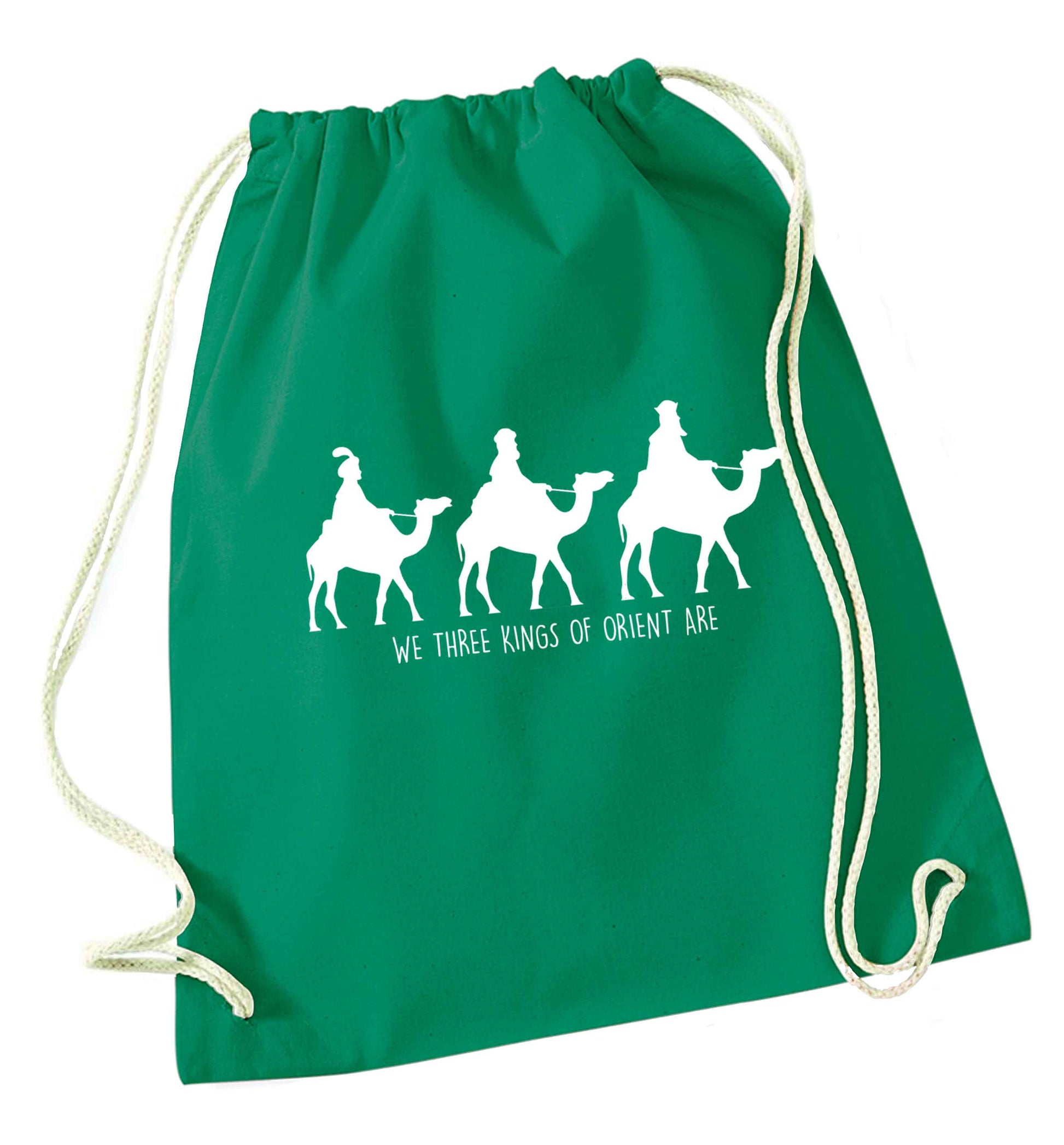 We three kings of orient are green drawstring bag