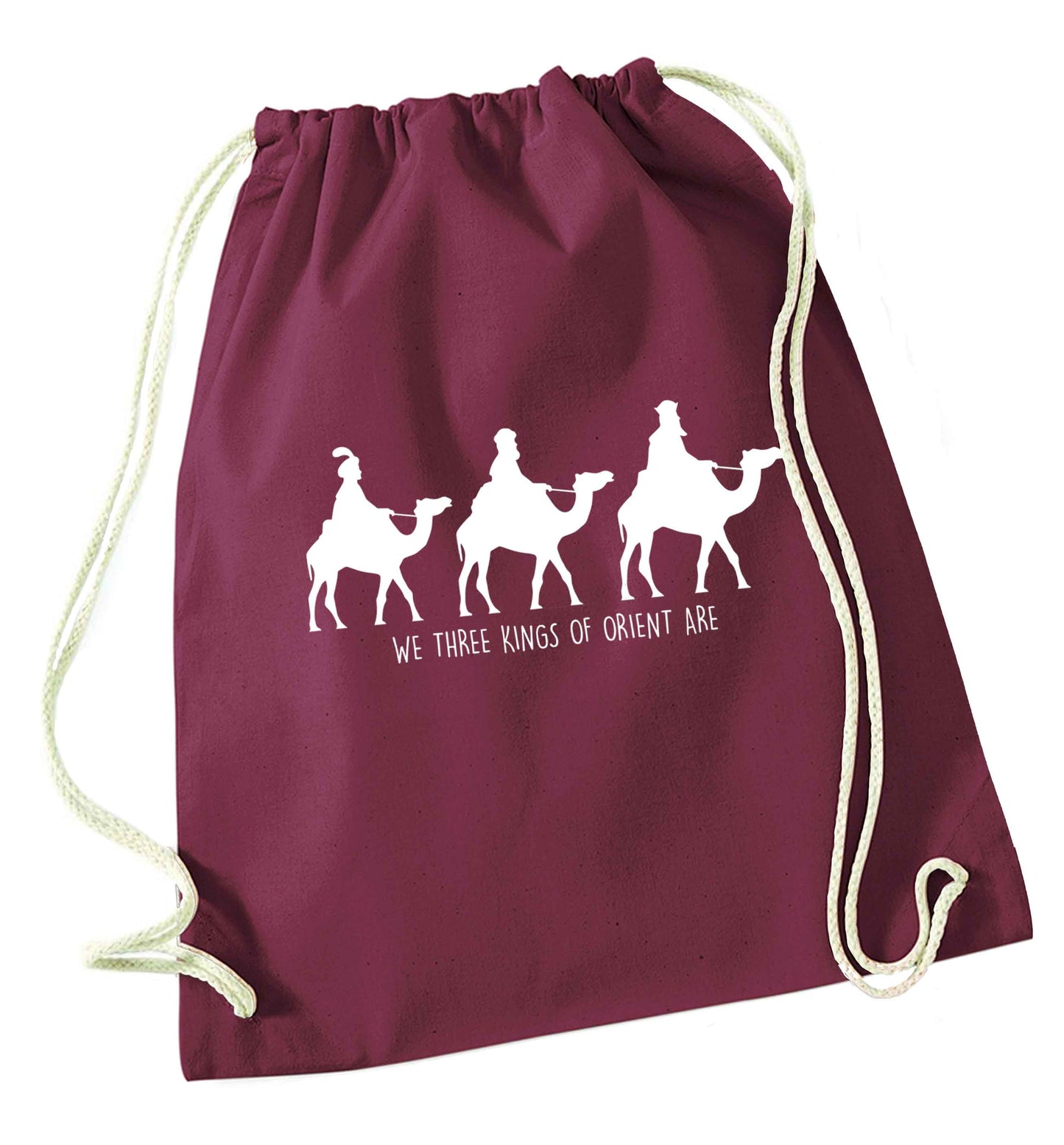 We three kings of orient are maroon drawstring bag