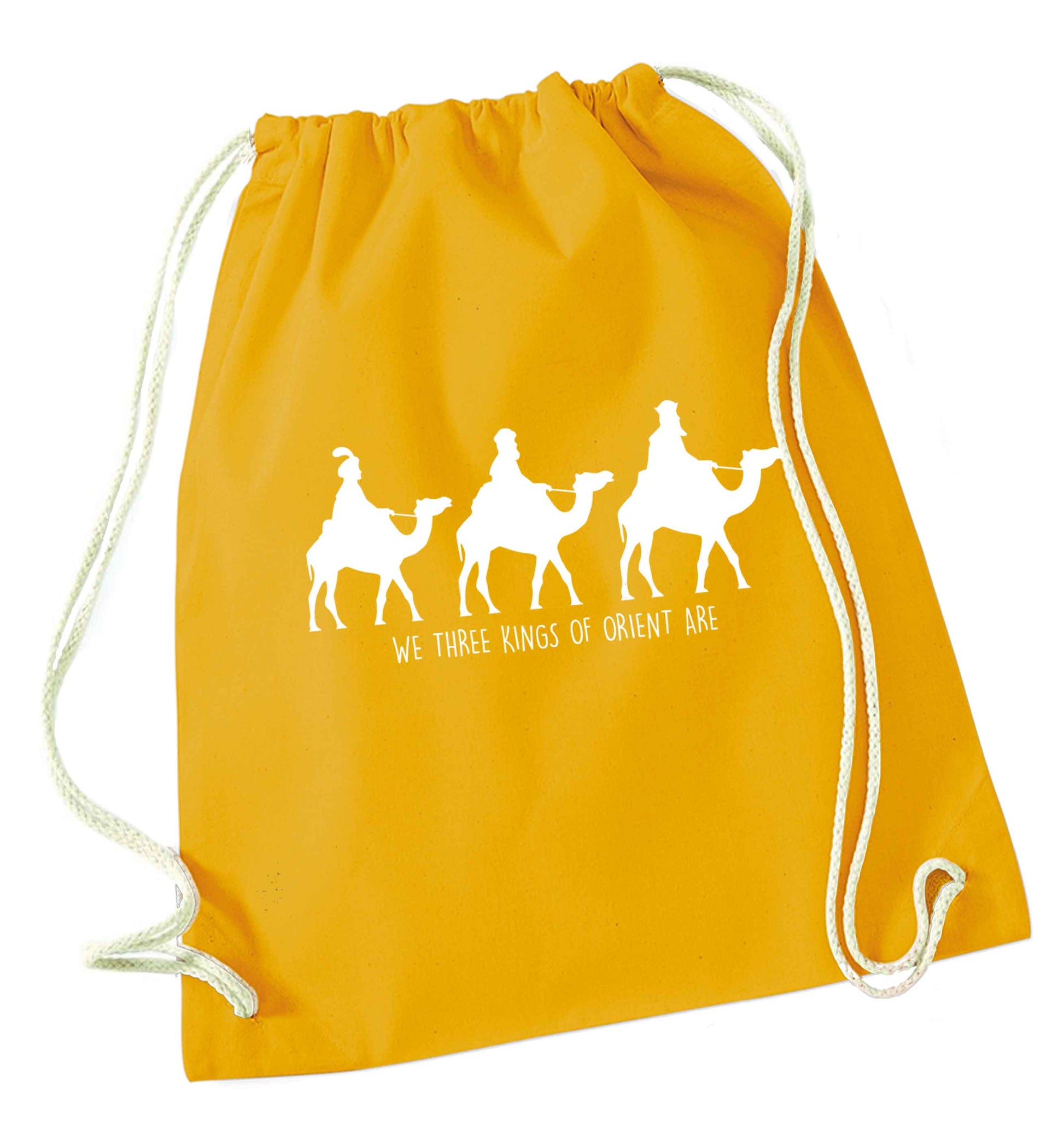We three kings of orient are mustard drawstring bag