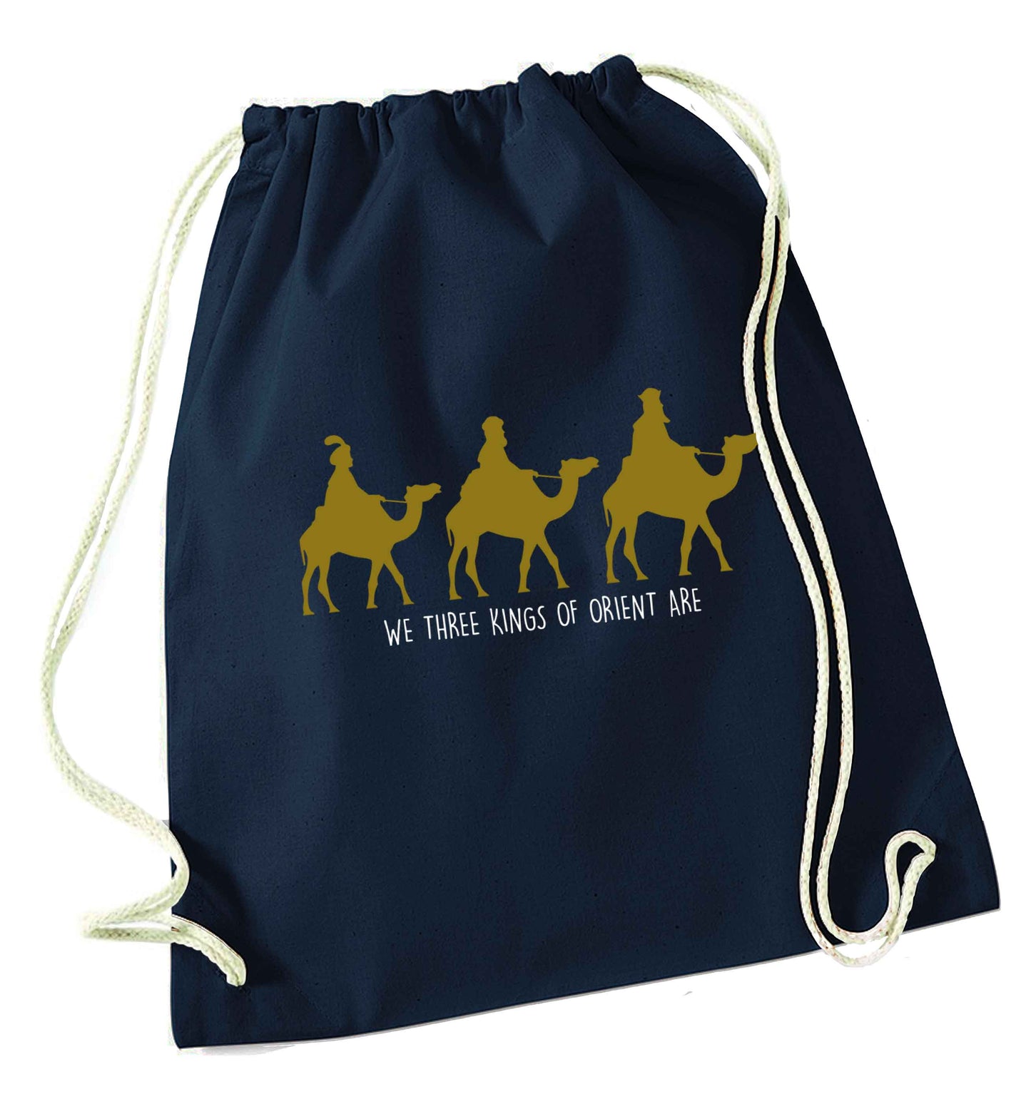 We three kings of orient are navy drawstring bag