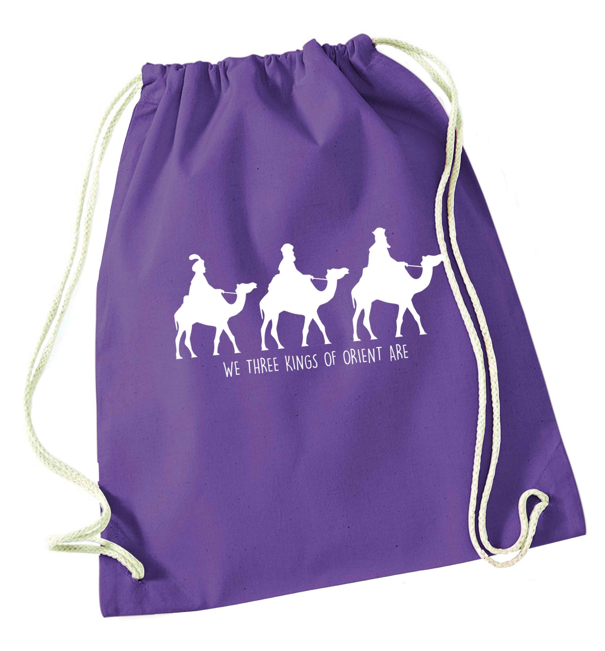 We three kings of orient are purple drawstring bag