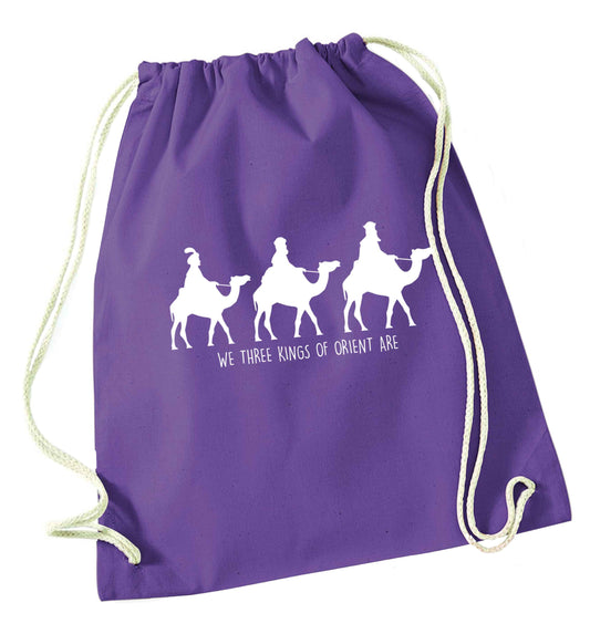 We three kings of orient are purple drawstring bag