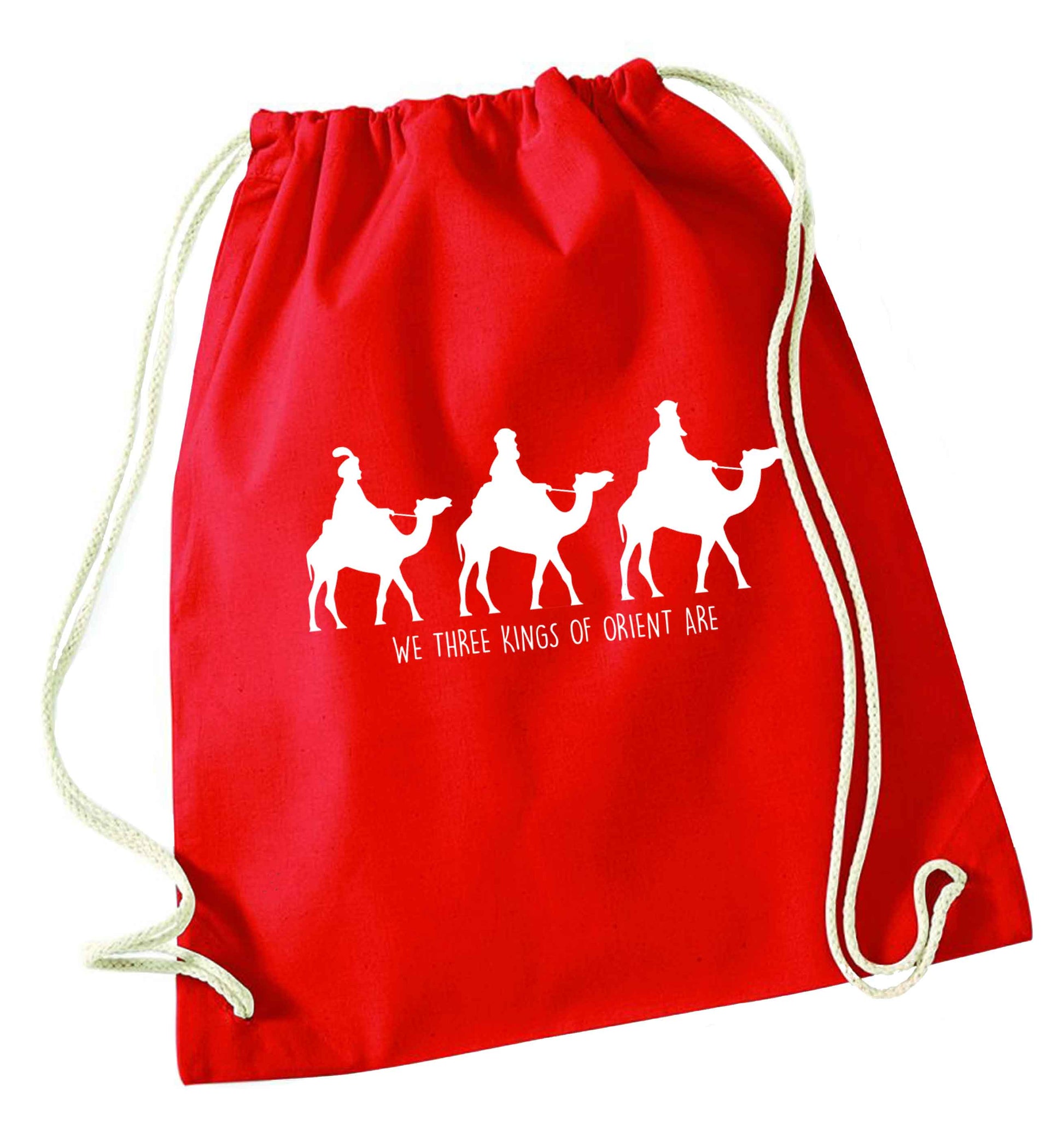 We three kings of orient are red drawstring bag 