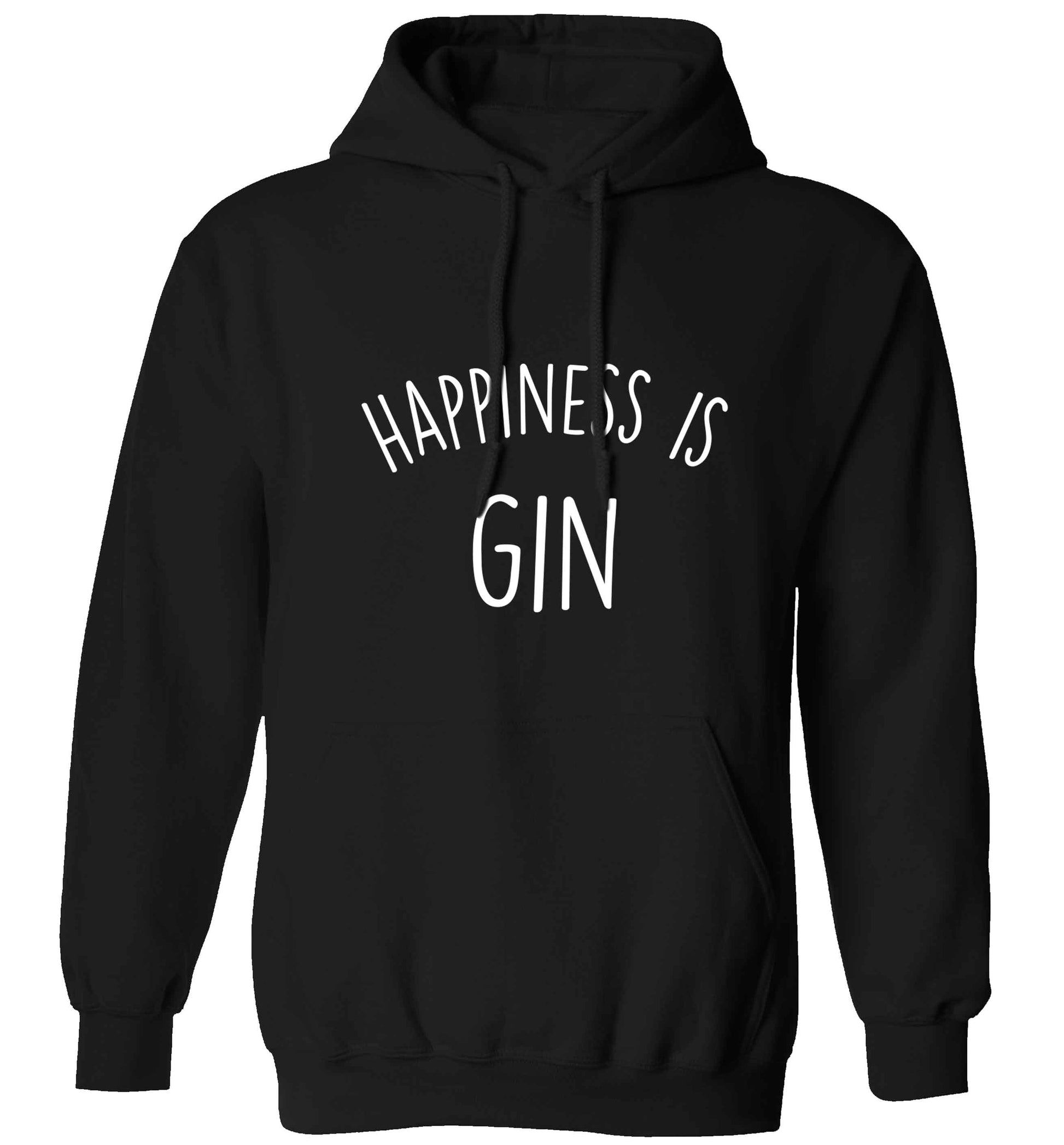 Happiness is gin adults unisex black hoodie 2XL