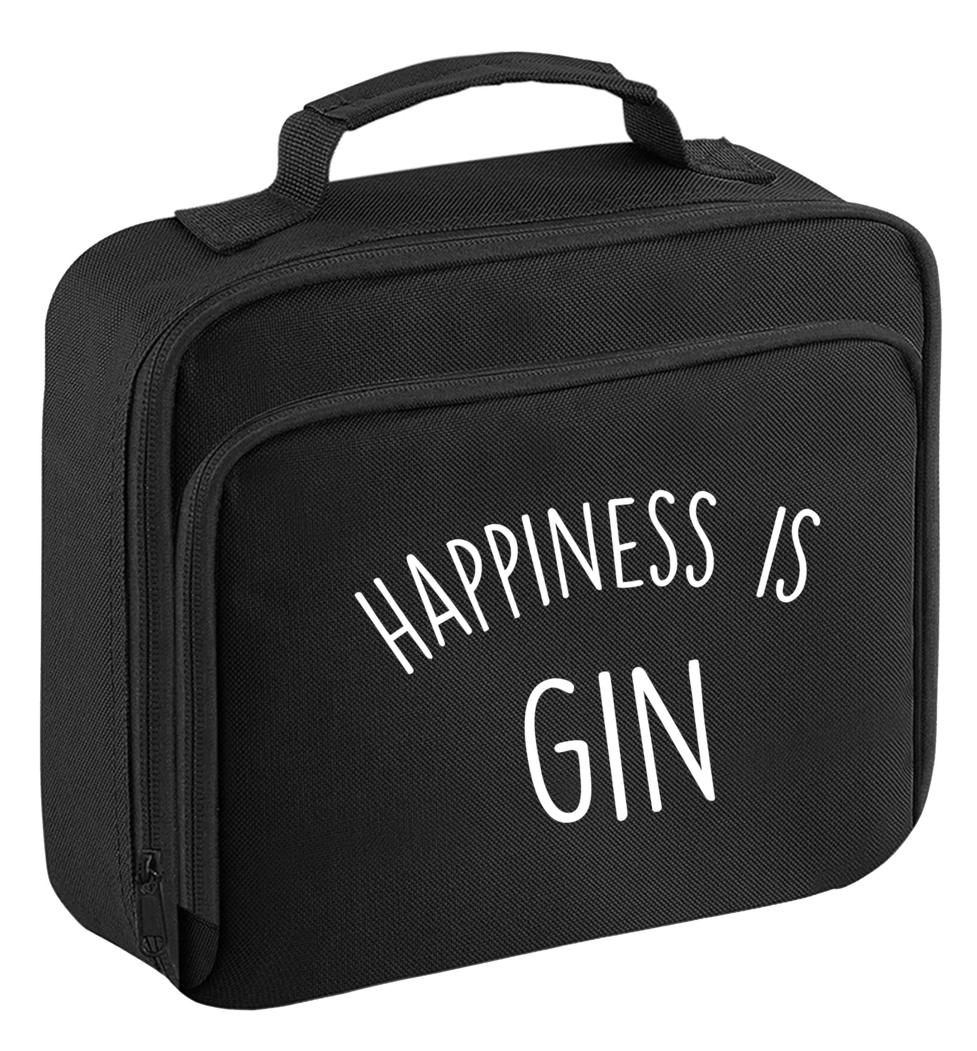 Happiness is gin insulated black lunch bag cooler
