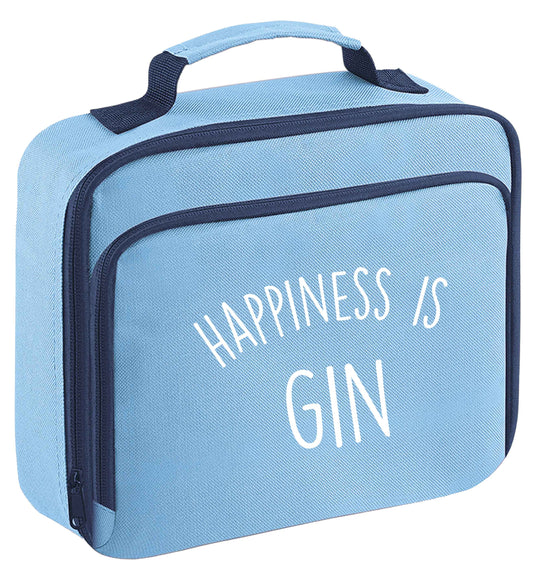 Happiness is gin insulated blue lunch bag cooler