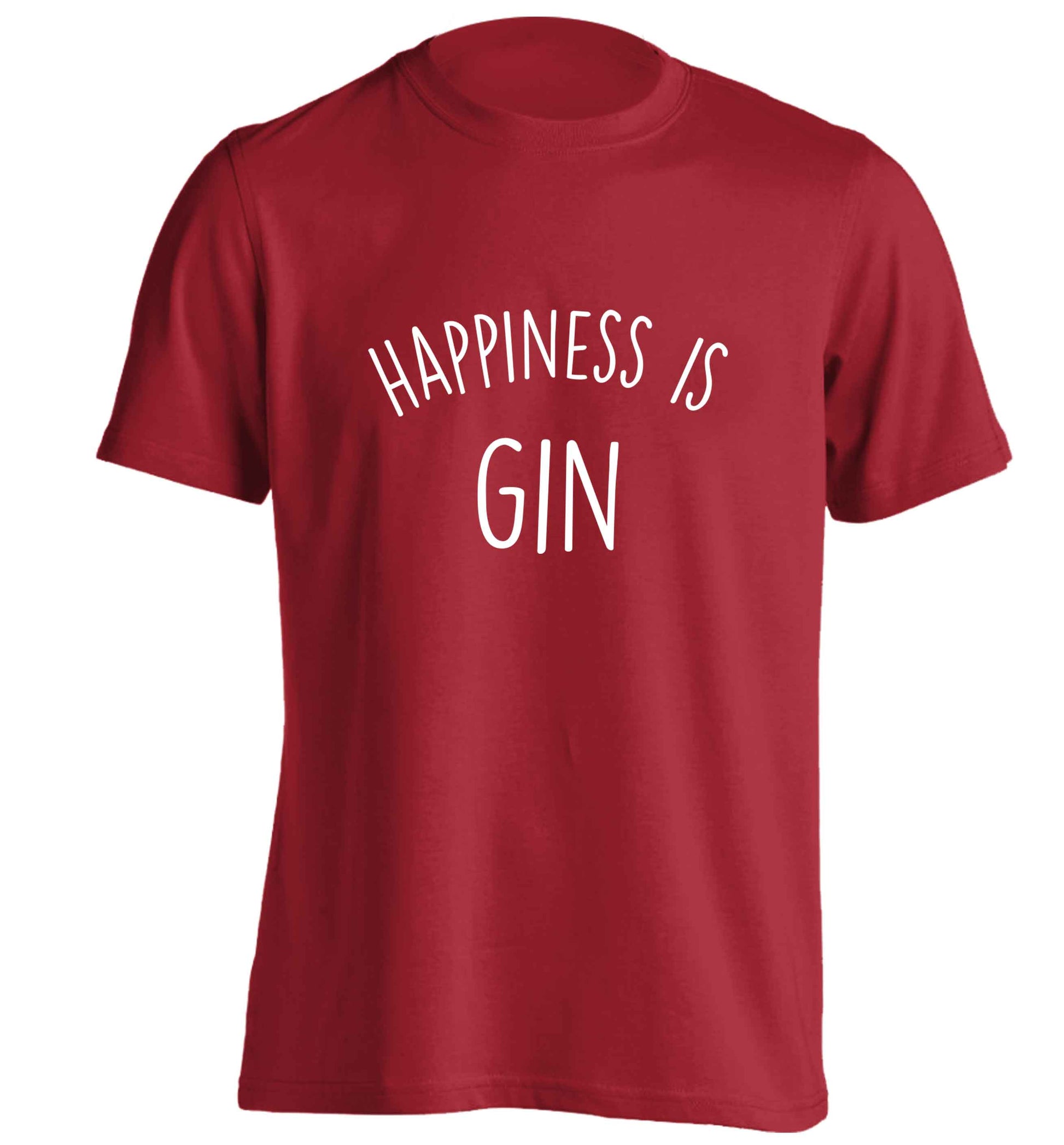 Happiness is gin adults unisex red Tshirt 2XL