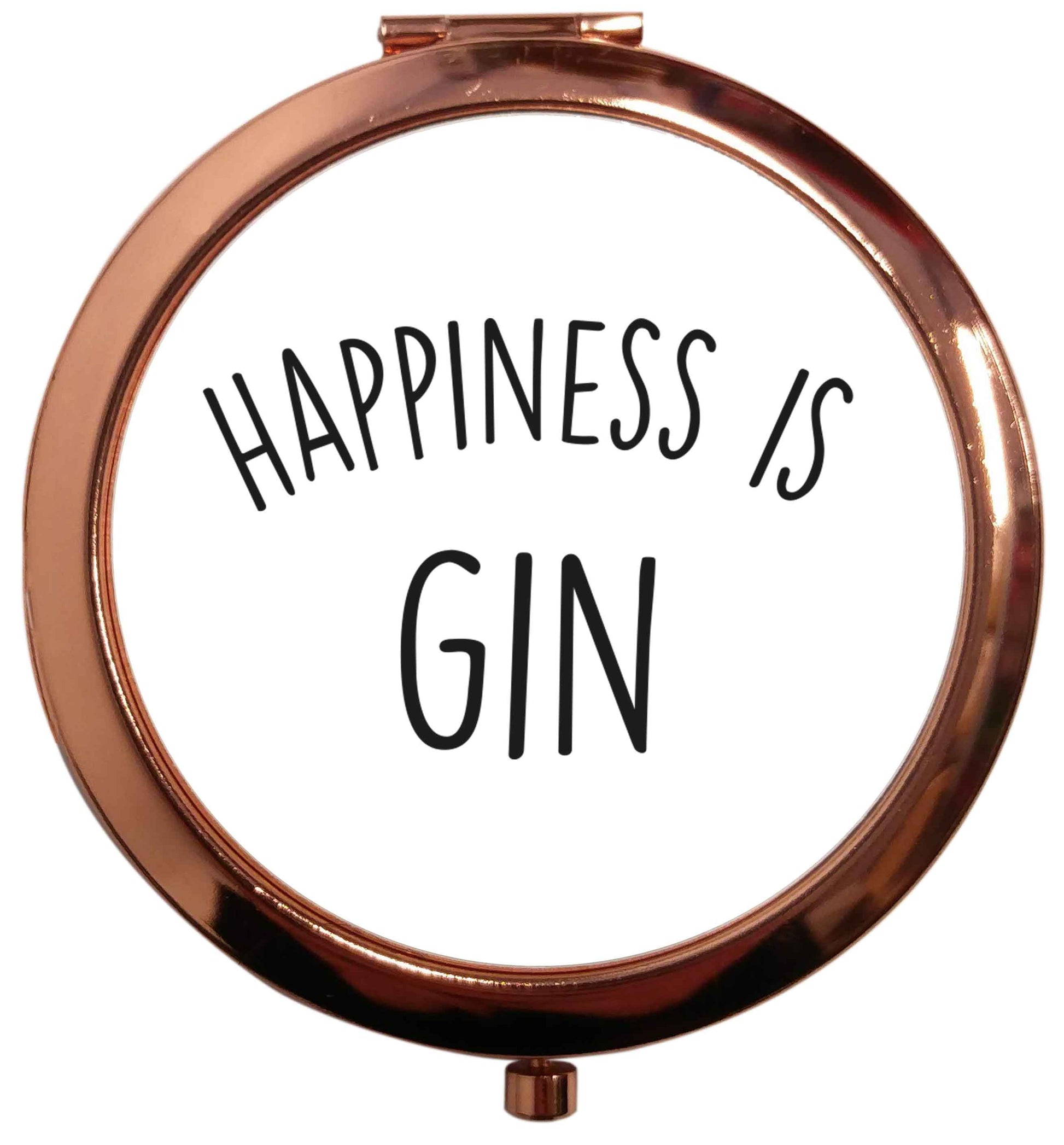 Happiness is gin rose gold circle pocket mirror