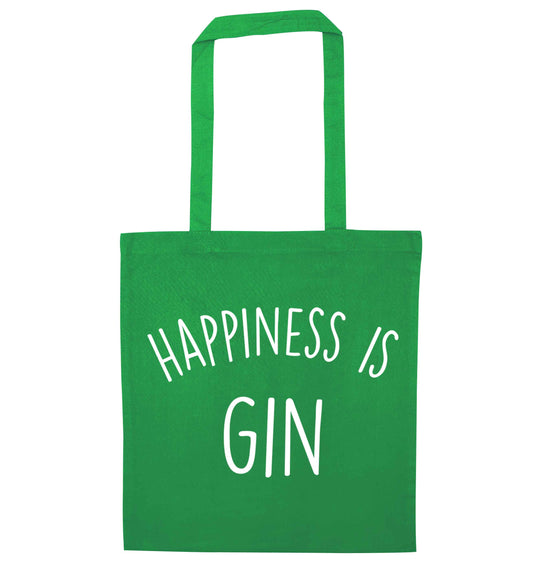Happiness is gin green tote bag