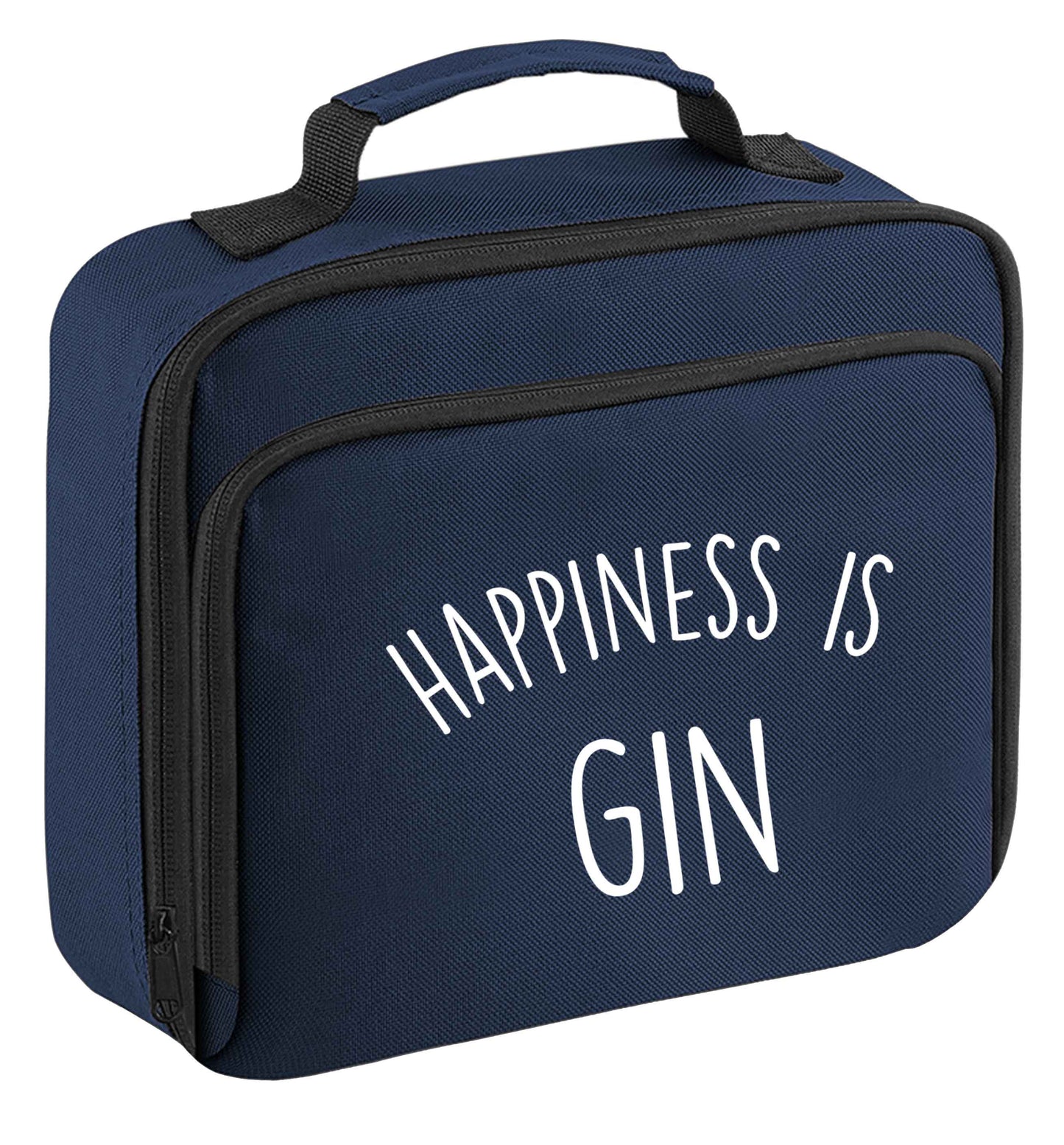 Happiness is gin insulated navy lunch bag cooler
