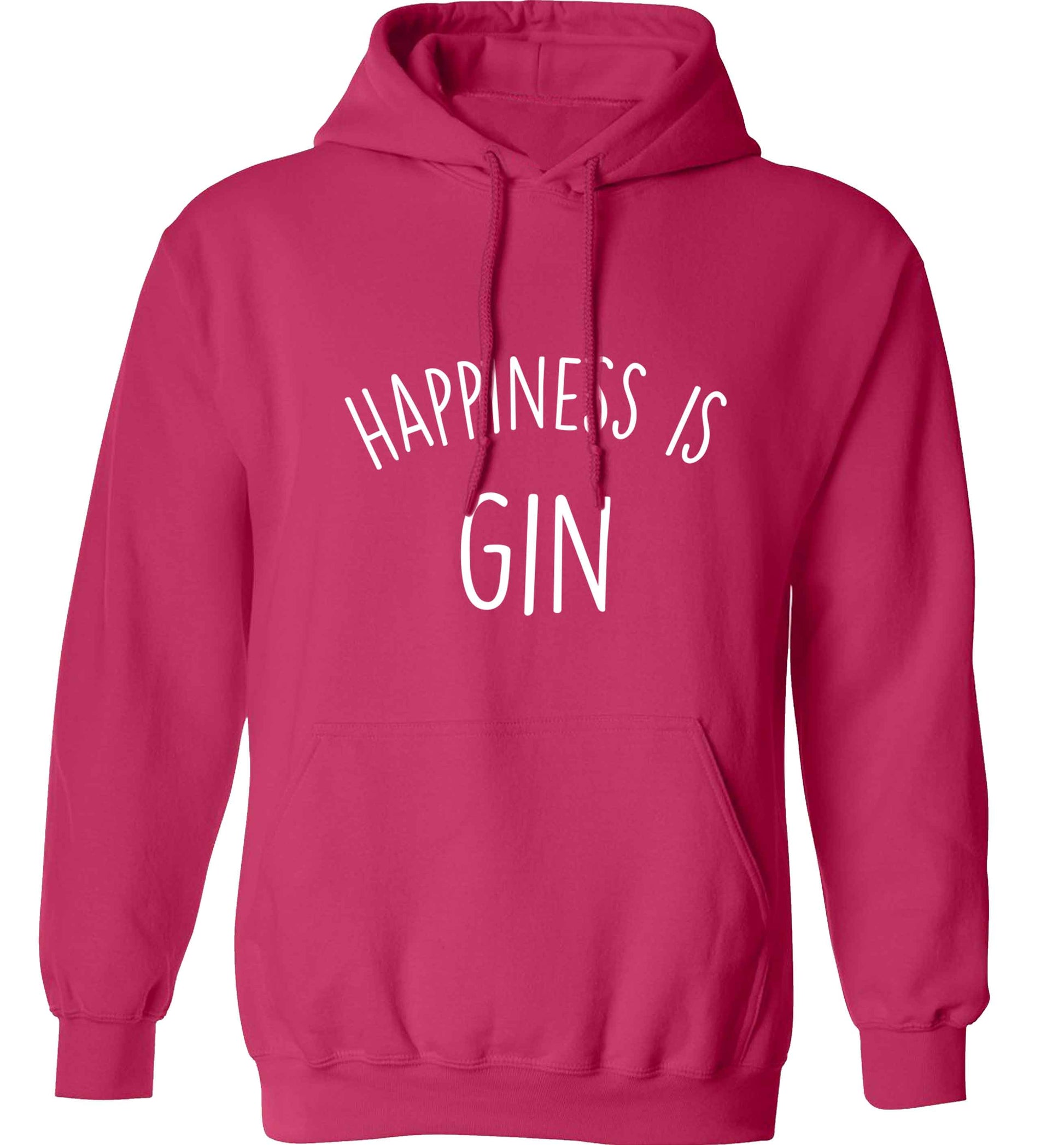 Happiness is gin adults unisex pink hoodie 2XL