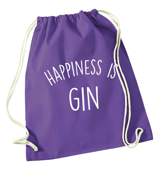 Happiness is gin purple drawstring bag