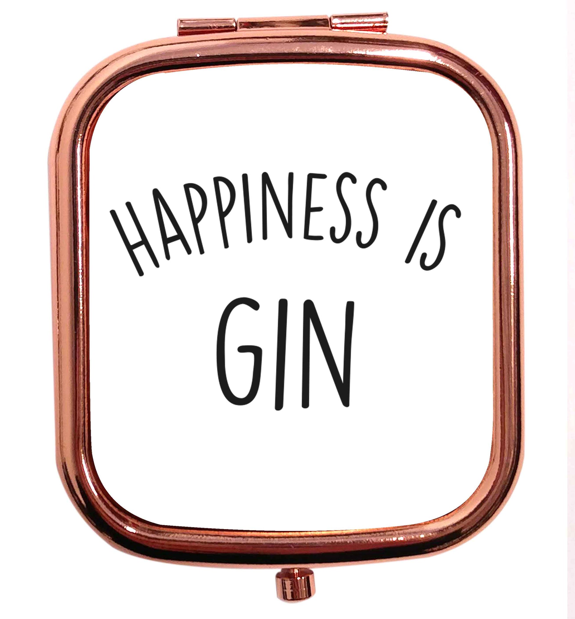 Happiness is gin rose gold square pocket mirror