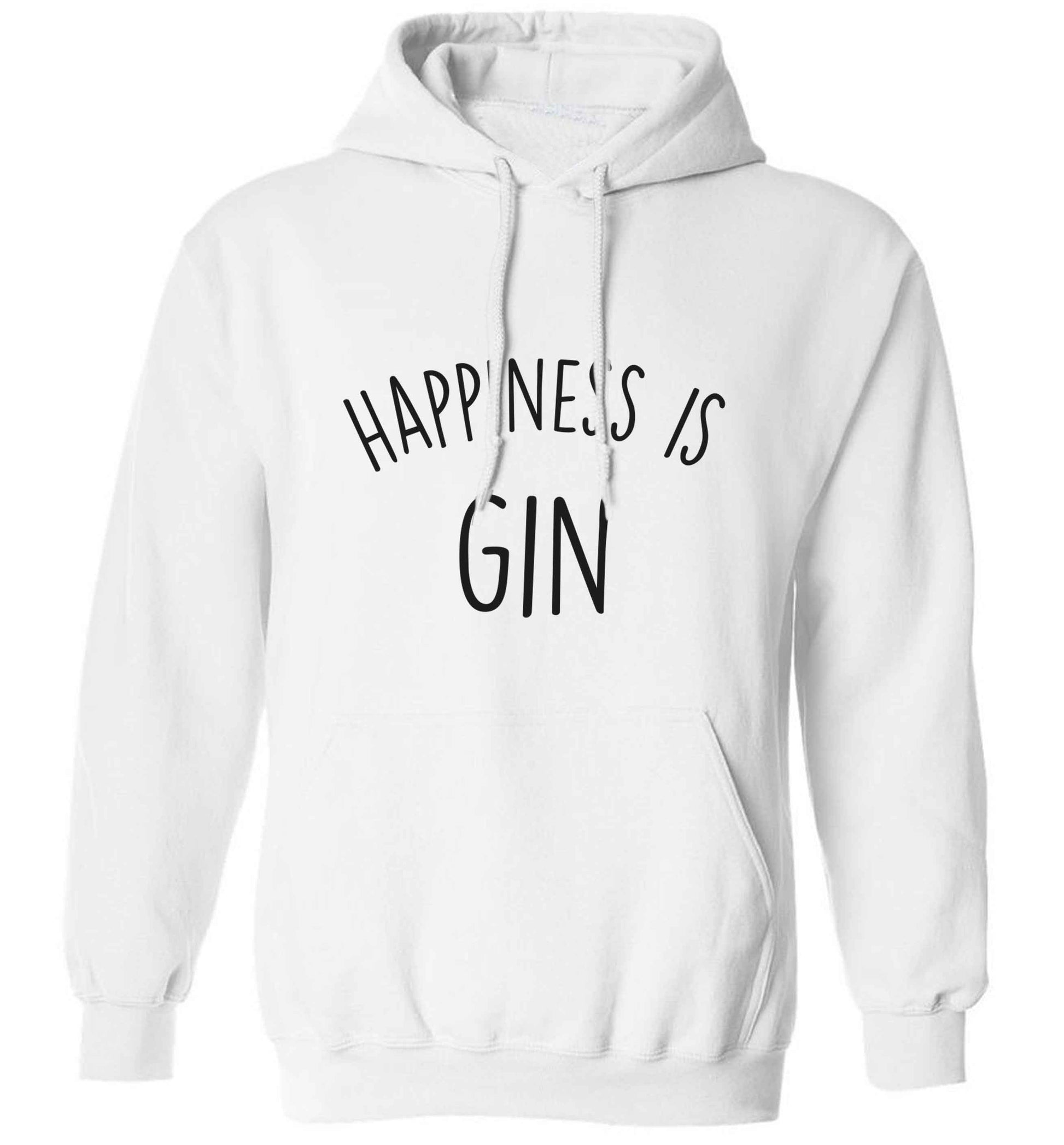 Happiness is gin adults unisex white hoodie 2XL