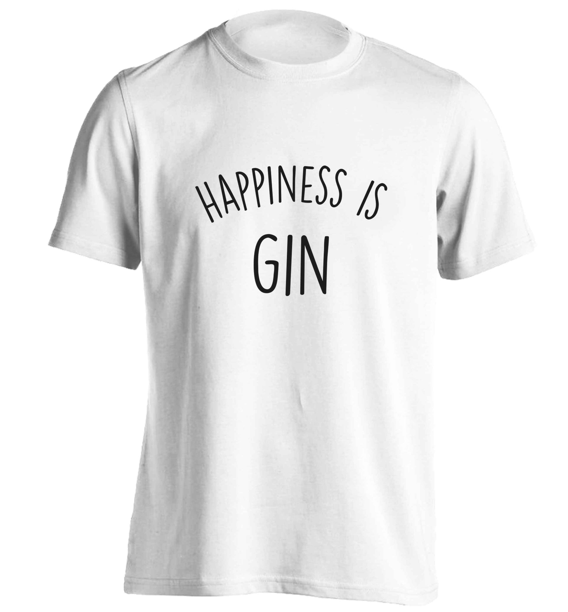 Happiness is gin adults unisex white Tshirt 2XL