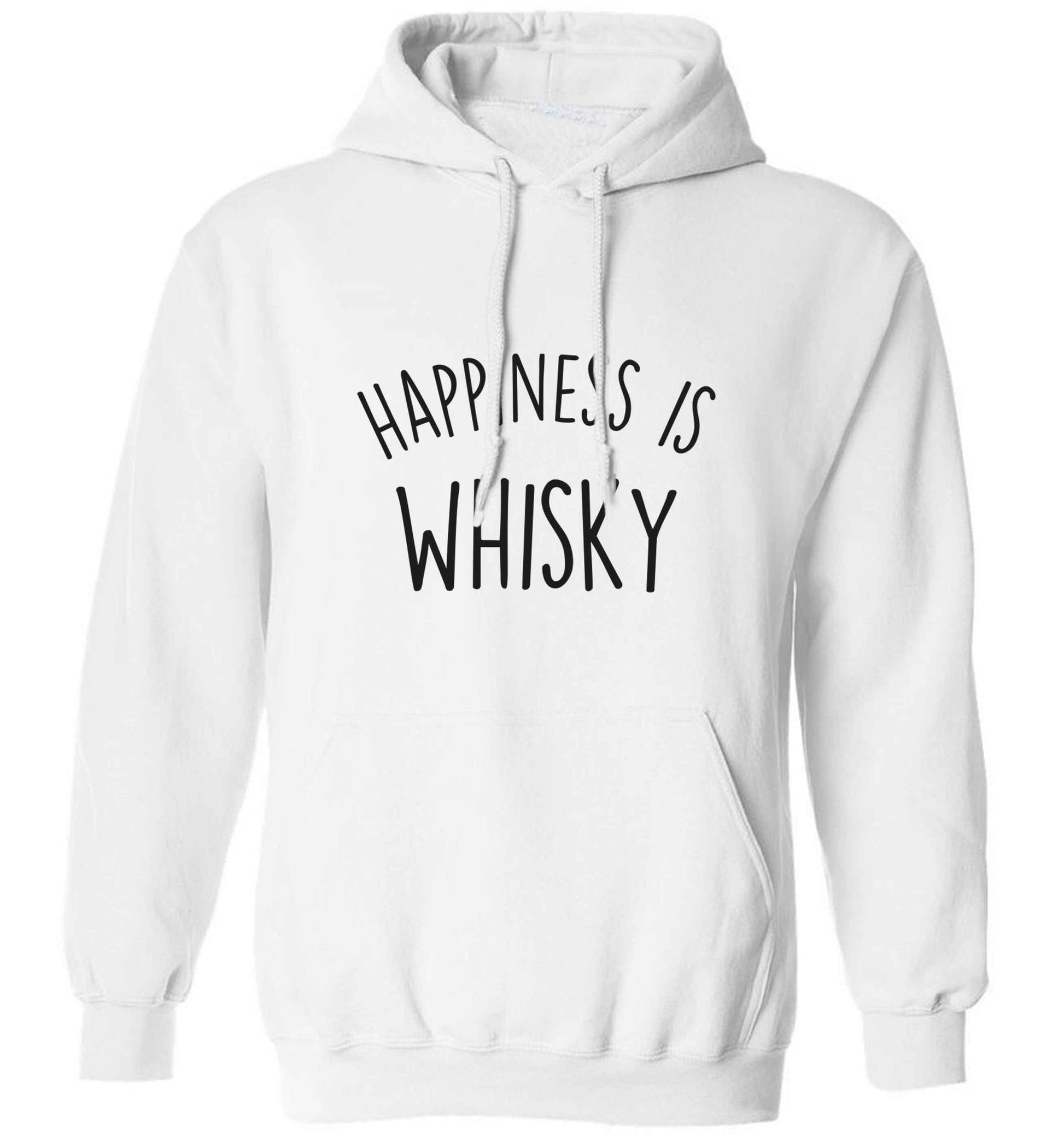 Happiness is whisky adults unisex white hoodie 2XL