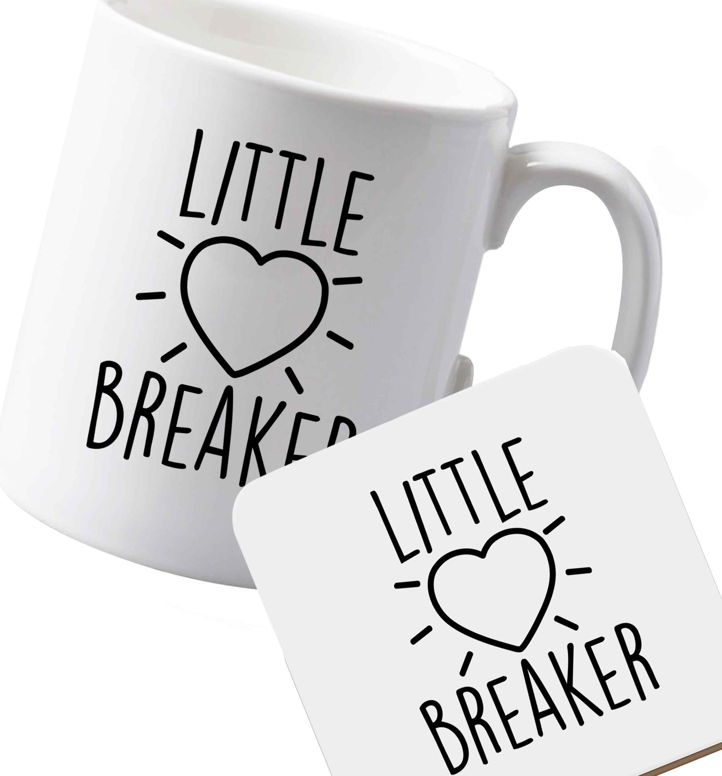 10 oz Ceramic mug and coaster Little heartbreaker both sides