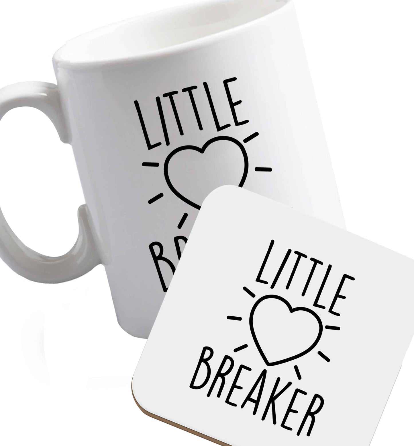 10 oz Little heartbreaker ceramic mug and coaster set right handed