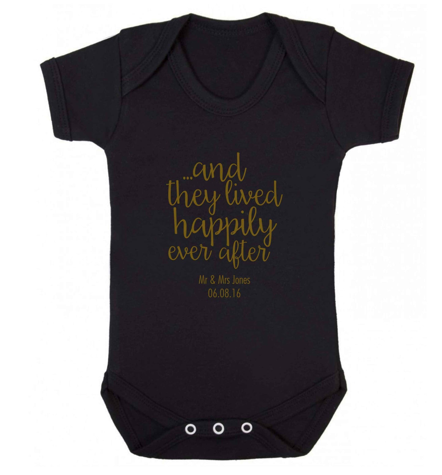 ...and they lived happily ever after - personalised date and names baby vest black 18-24 months