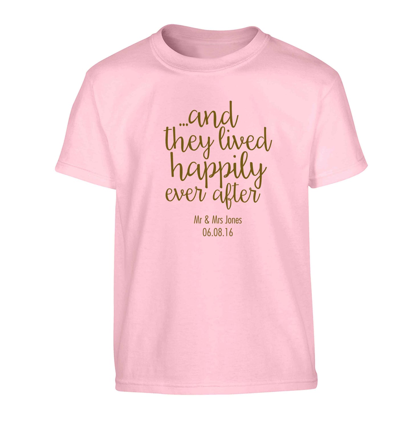 ...and they lived happily ever after - personalised date and names Children's light pink Tshirt 12-13 Years