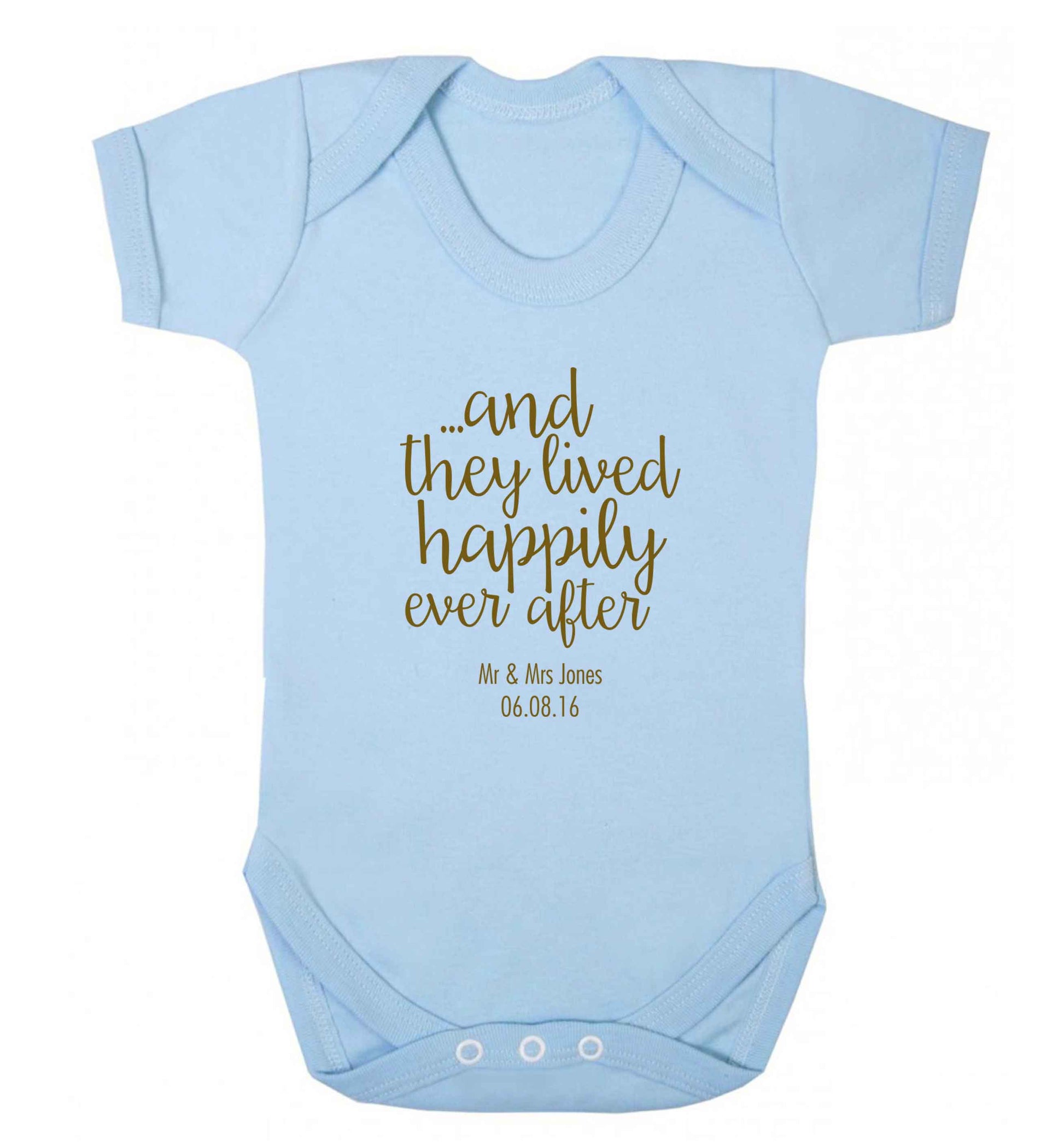 ...and they lived happily ever after - personalised date and names baby vest pale blue 18-24 months