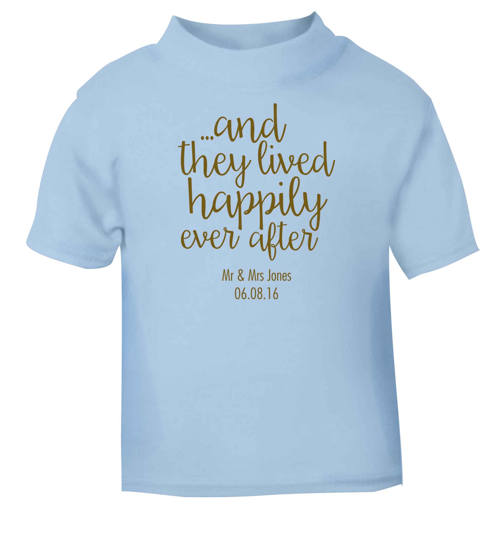 ...and they lived happily ever after - personalised date and names light blue baby toddler Tshirt 2 Years