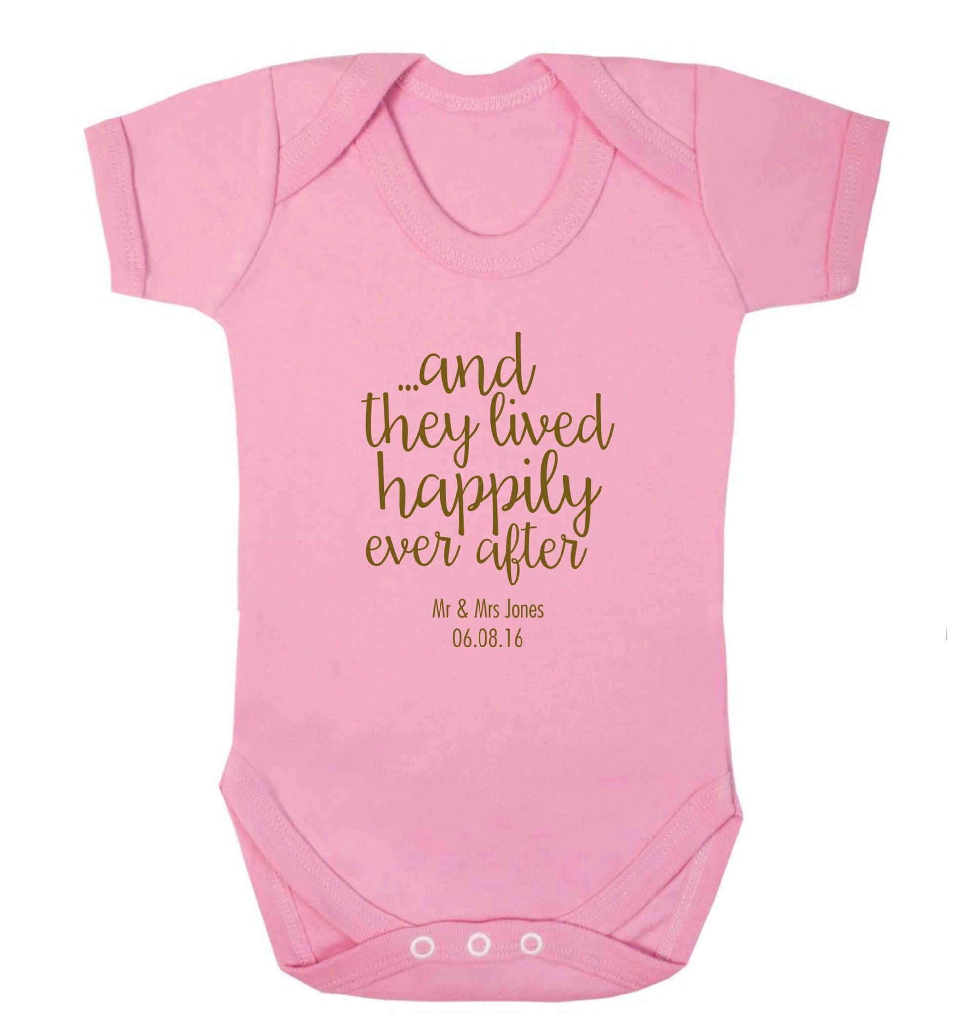 ...and they lived happily ever after - personalised date and names baby vest pale pink 18-24 months