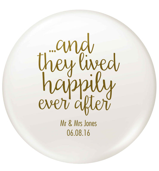 ...and they lived happily ever after - personalised date and names small 25mm Pin badge