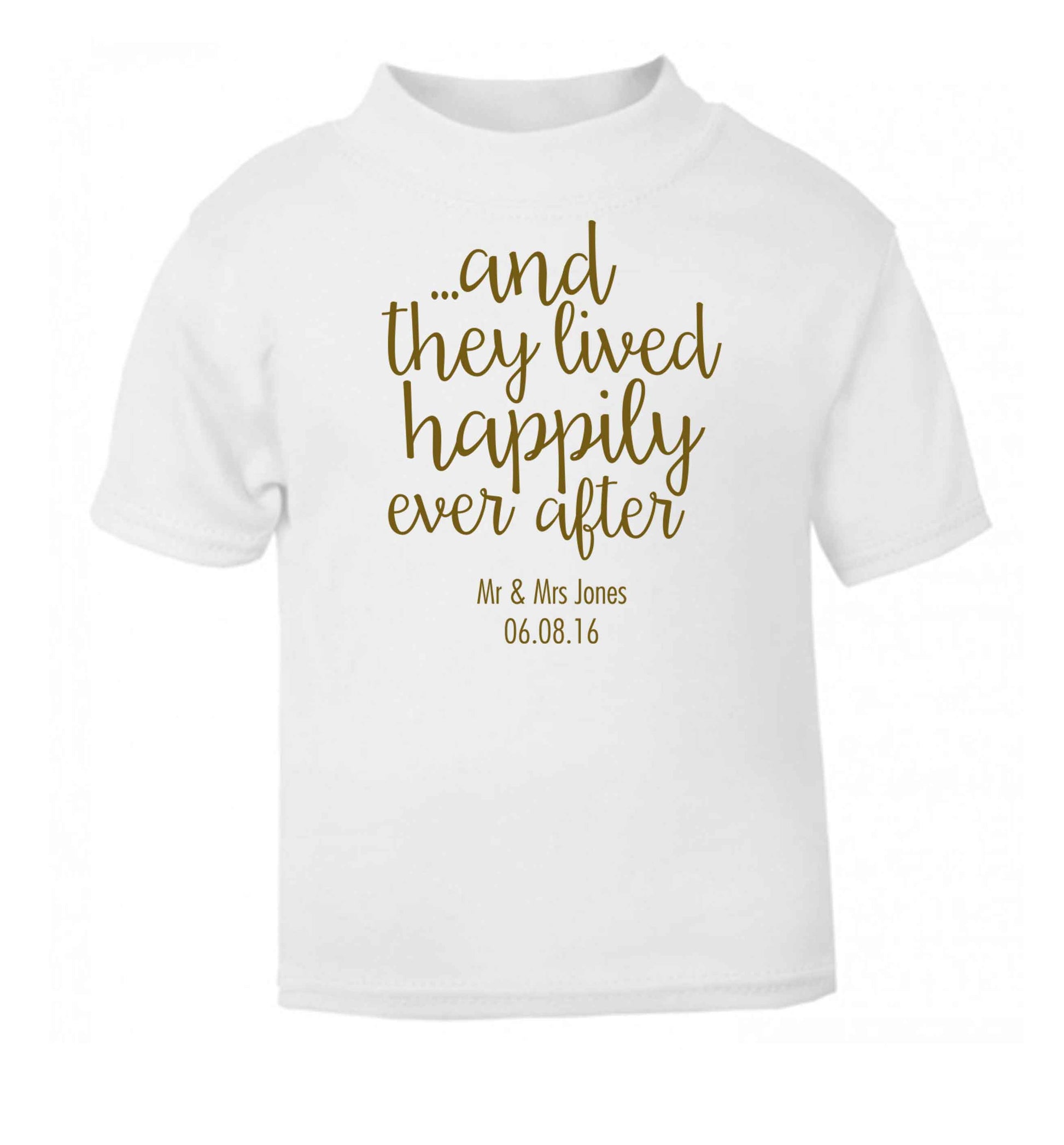 ...and they lived happily ever after - personalised date and names white baby toddler Tshirt 2 Years